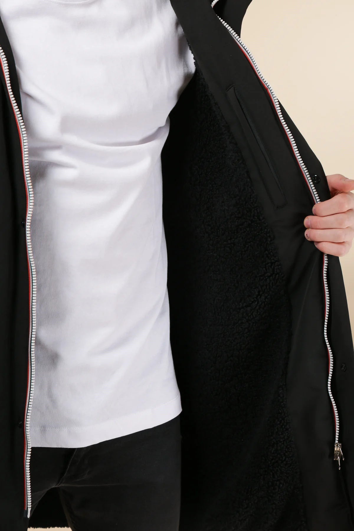 Parka longue fourrée mouton Laura Jo - Eric noire