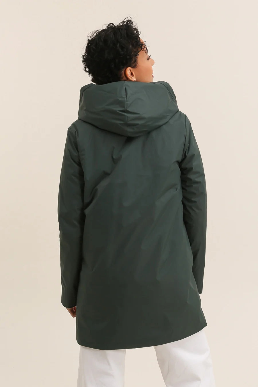 Imperméable rembourré mi-saison Laura Jo - Mandy long vert forêt/doré - DÉSTOCKAGE taille S