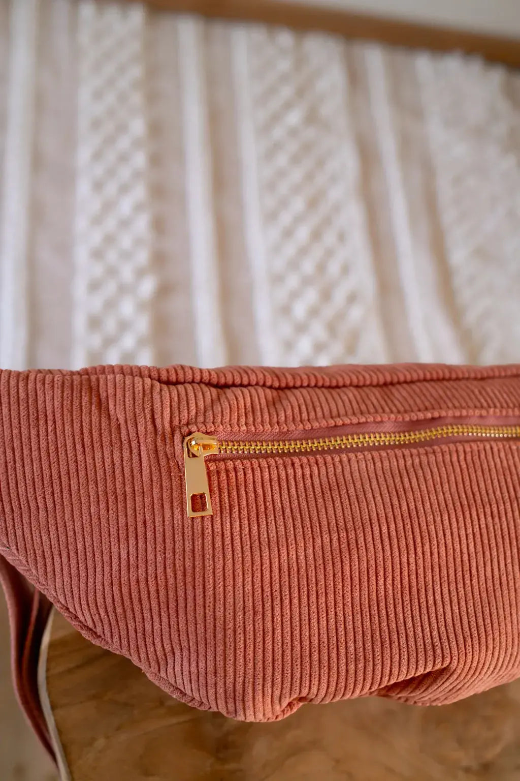 Sac banane en velours côtelé Ciao Boum - Masha vieux rose