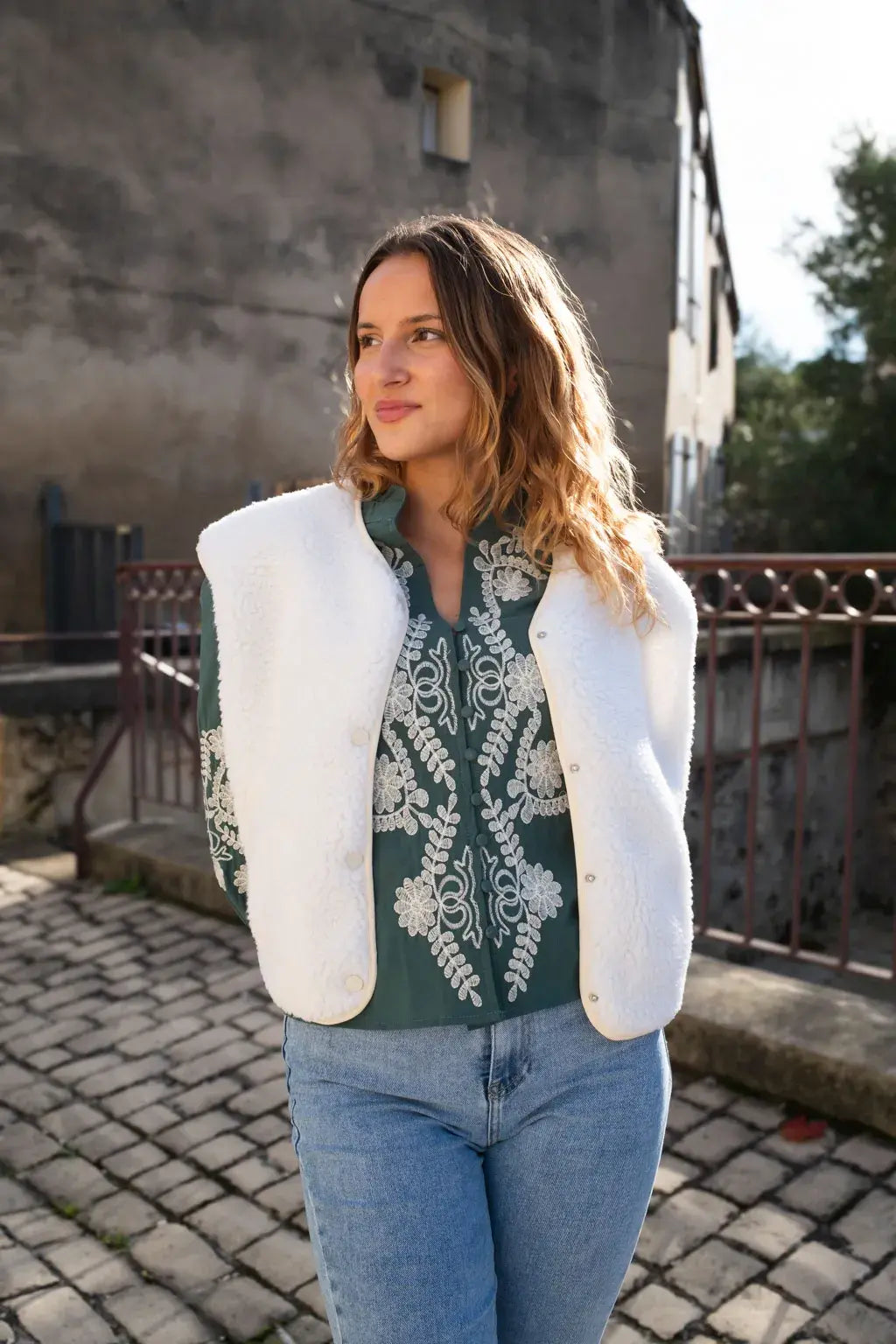 Gilet moumoute Elise écru