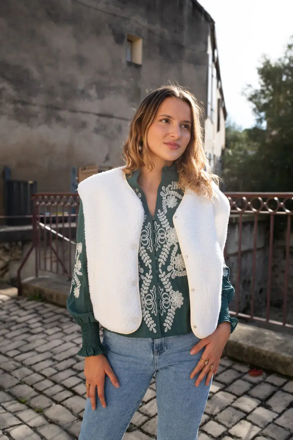 Gilet moumoute Elise écru