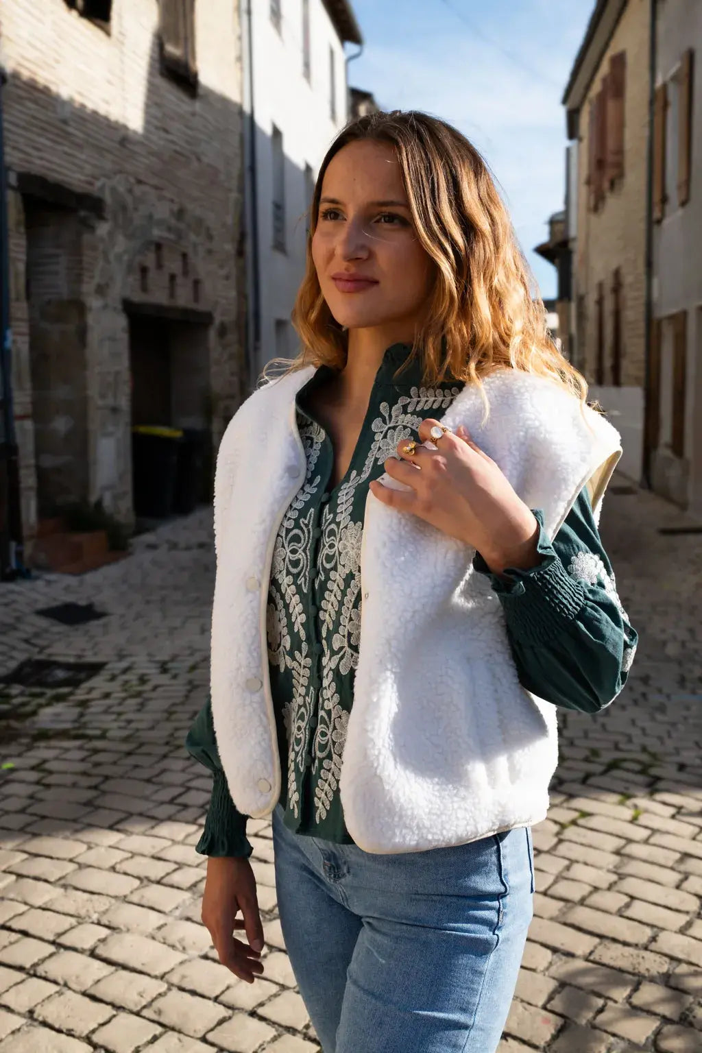 Gilet moumoute Elise écru
