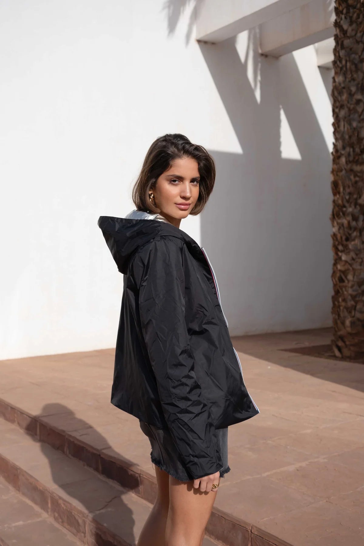 Imperméable rembourré mi-saison Laura Jo - Mandy court noir/doré