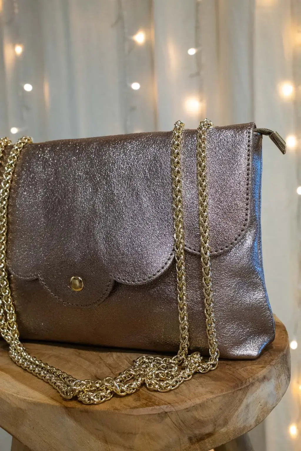 Sac en cuir irisé Nuage bronze