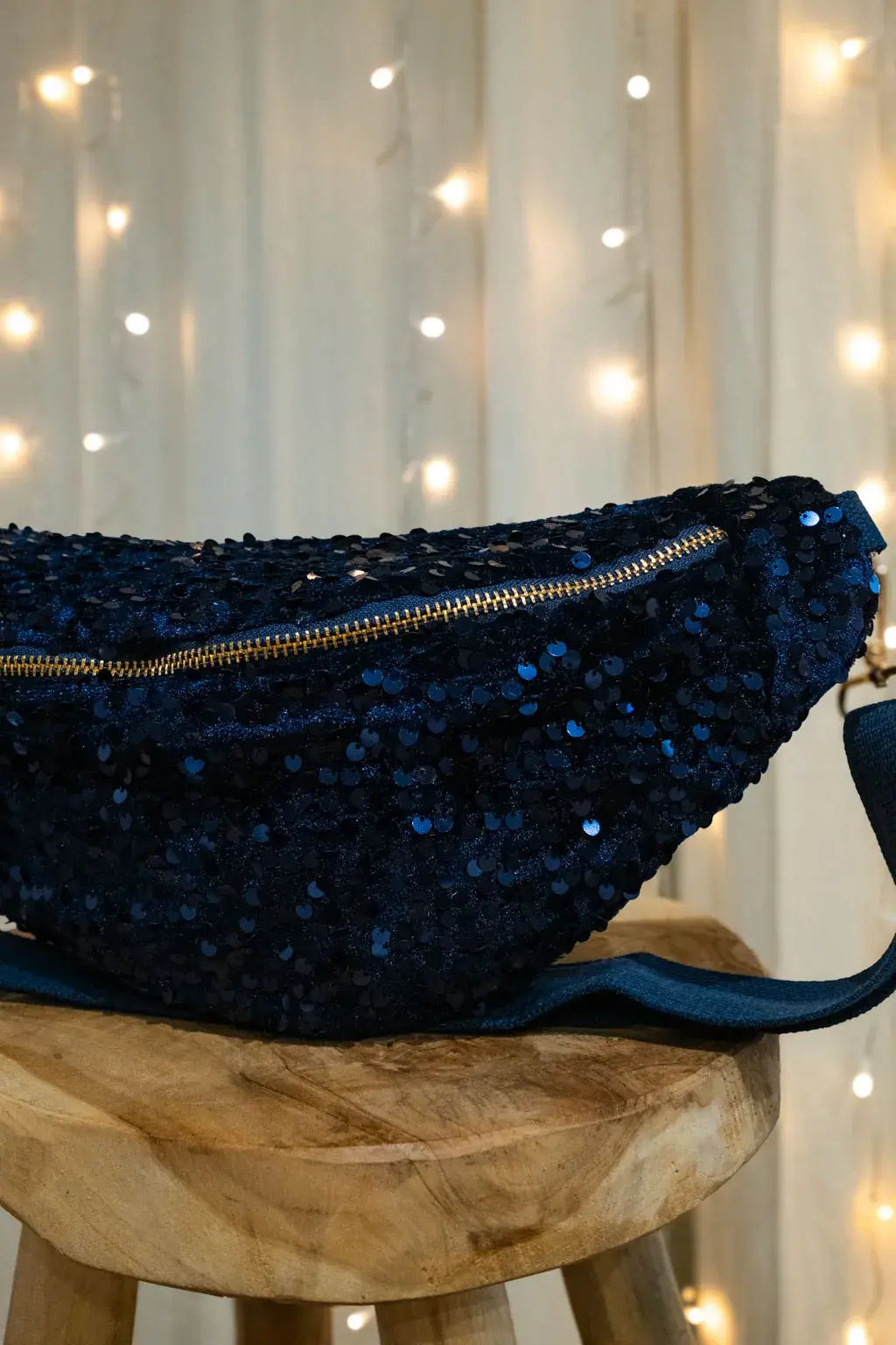 Sac banane à sequins Sina marine