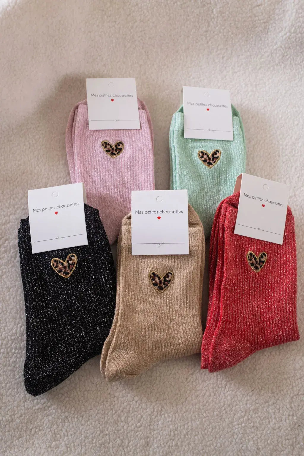 Chaussettes Cœurs léo beiges