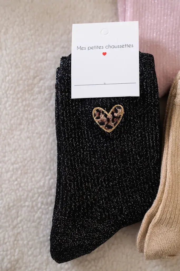 Chaussettes Cœurs léo noires