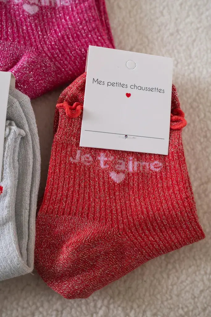 Chaussettes Je t'aime rouges