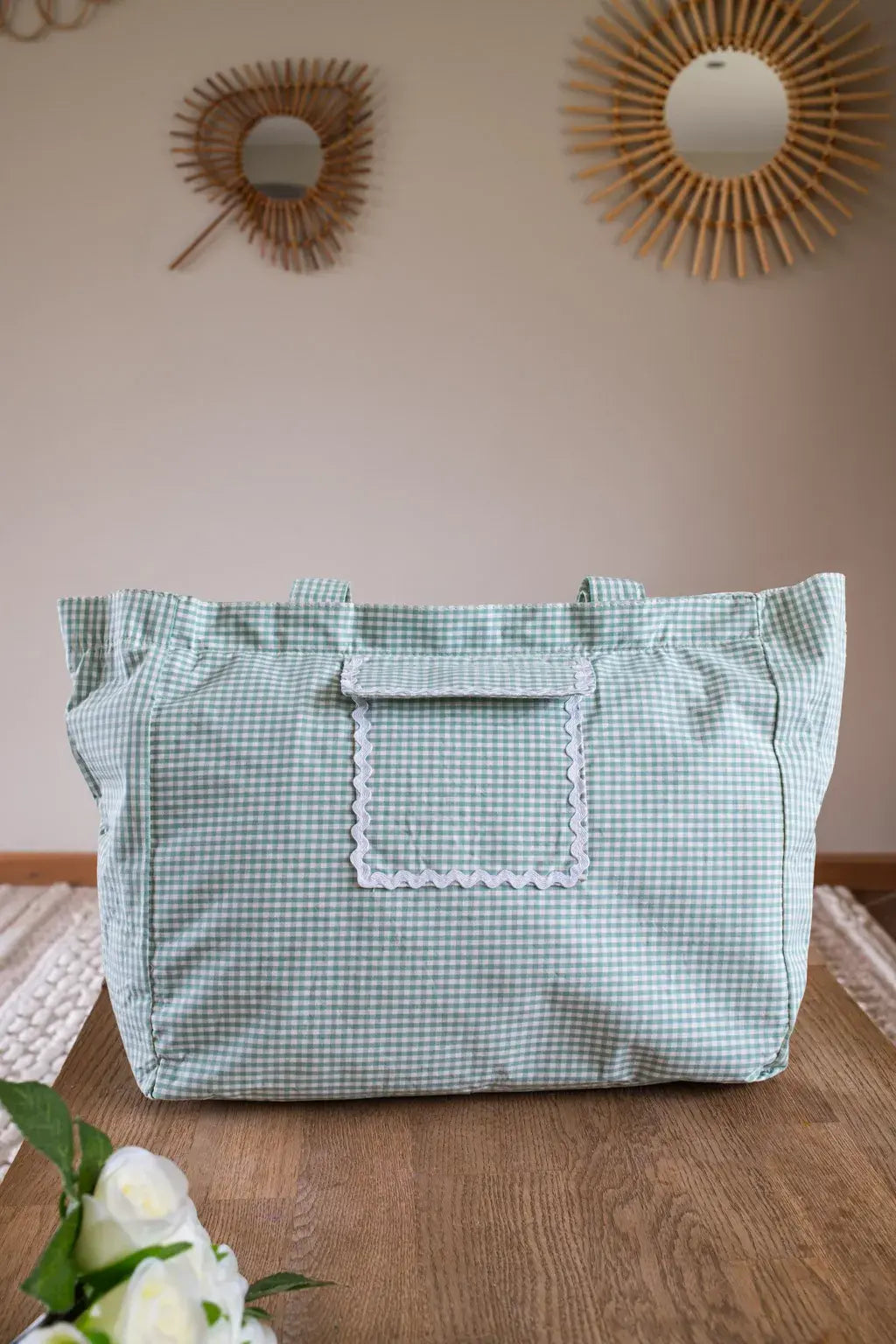 Sac cabas Vichy vert