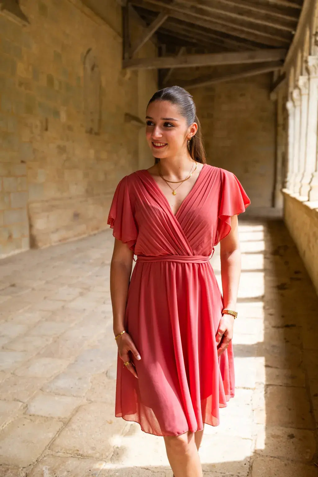 Robe Mila courte vieux rose