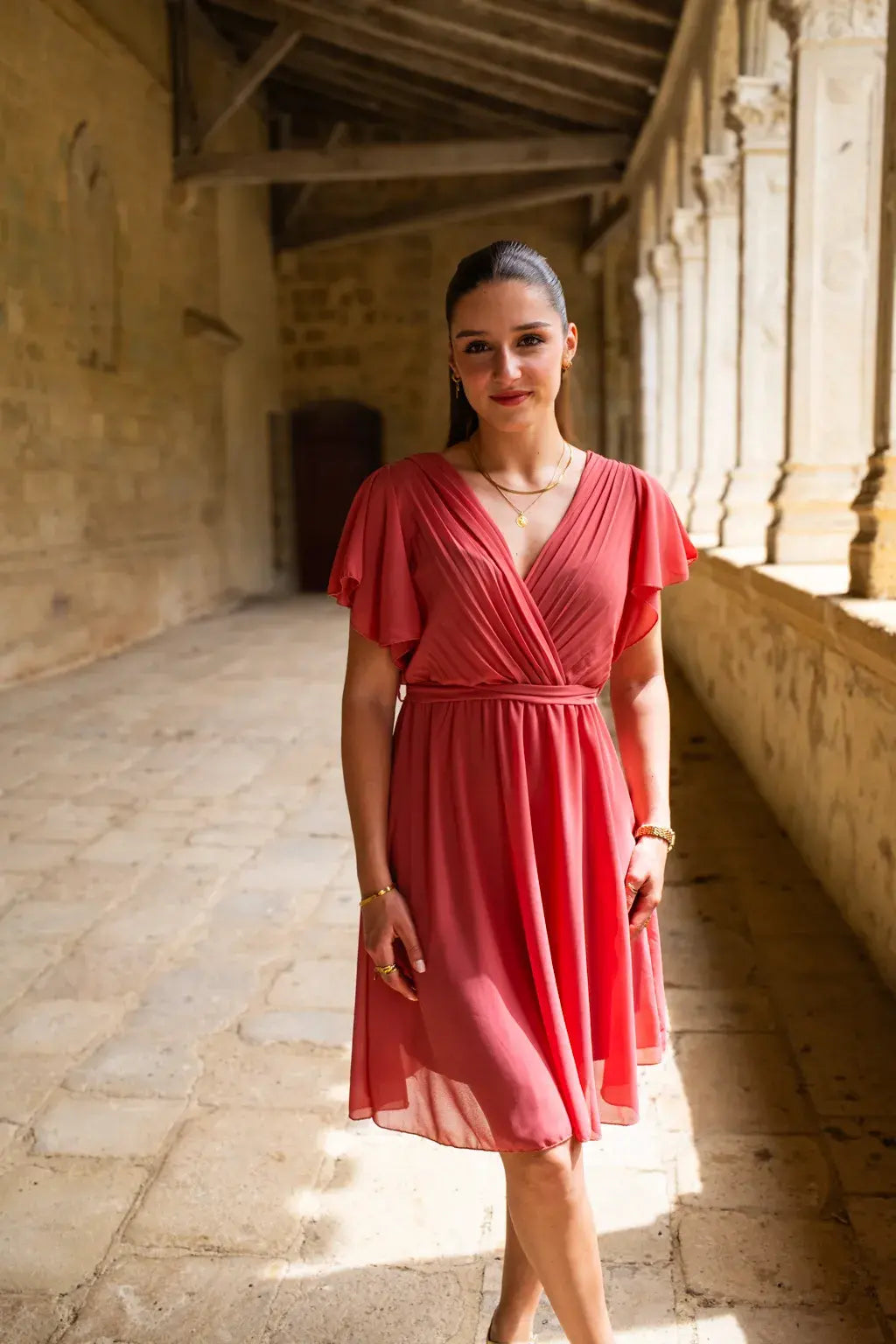 Robe Mila courte vieux rose
