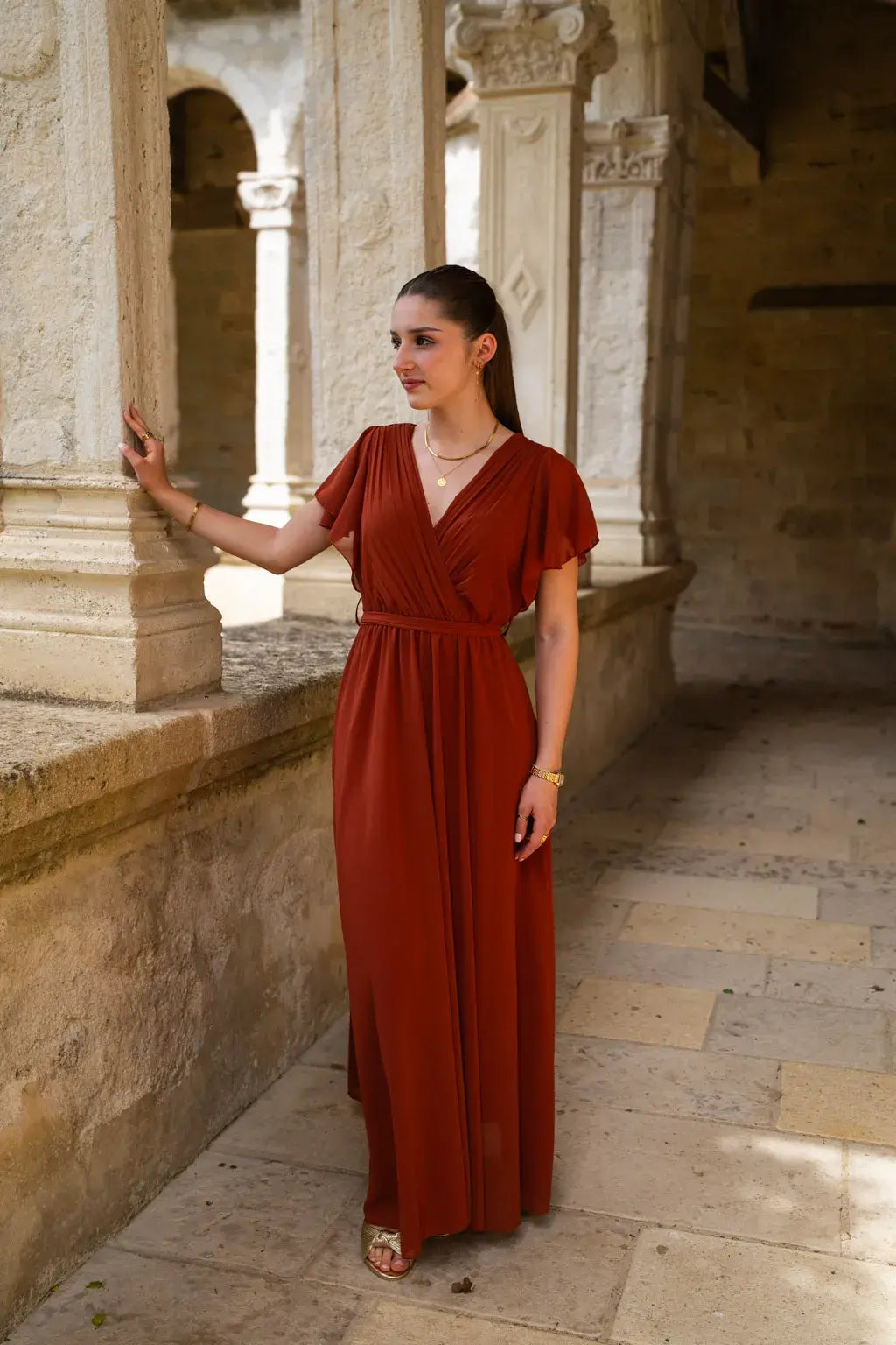Robe Mila longue terracotta