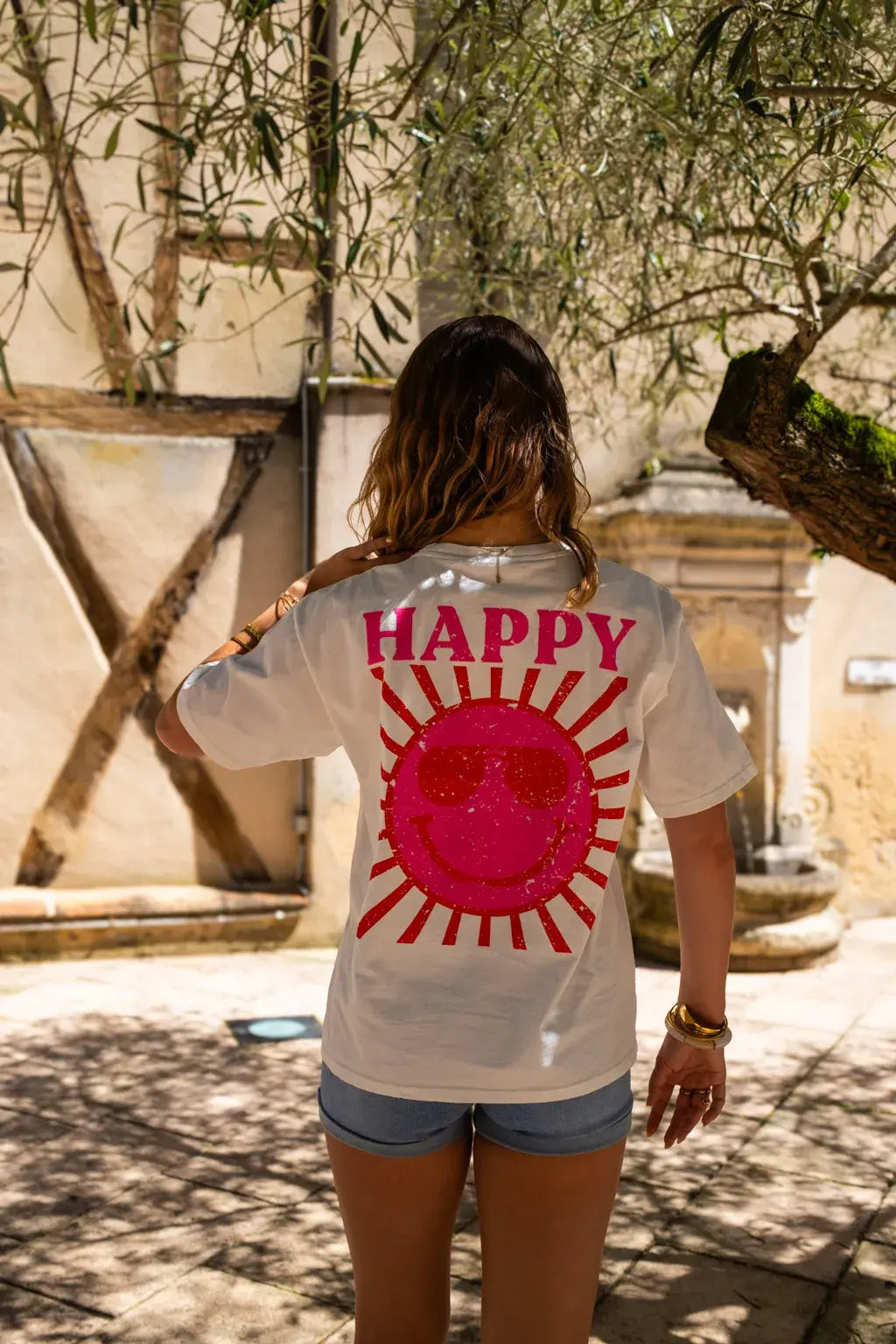 T-shirt Happy écru