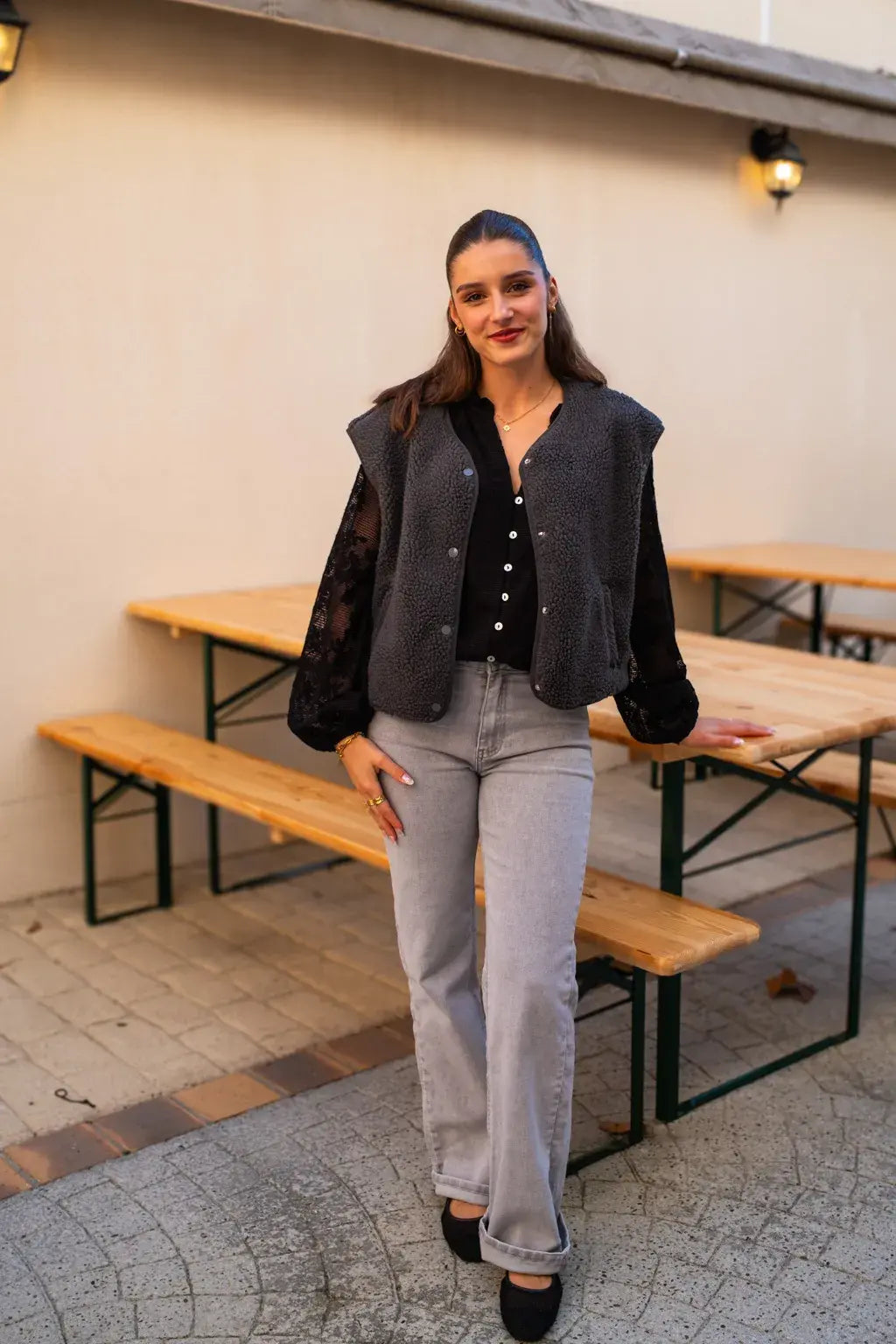 Gilet moumoute Elise gris