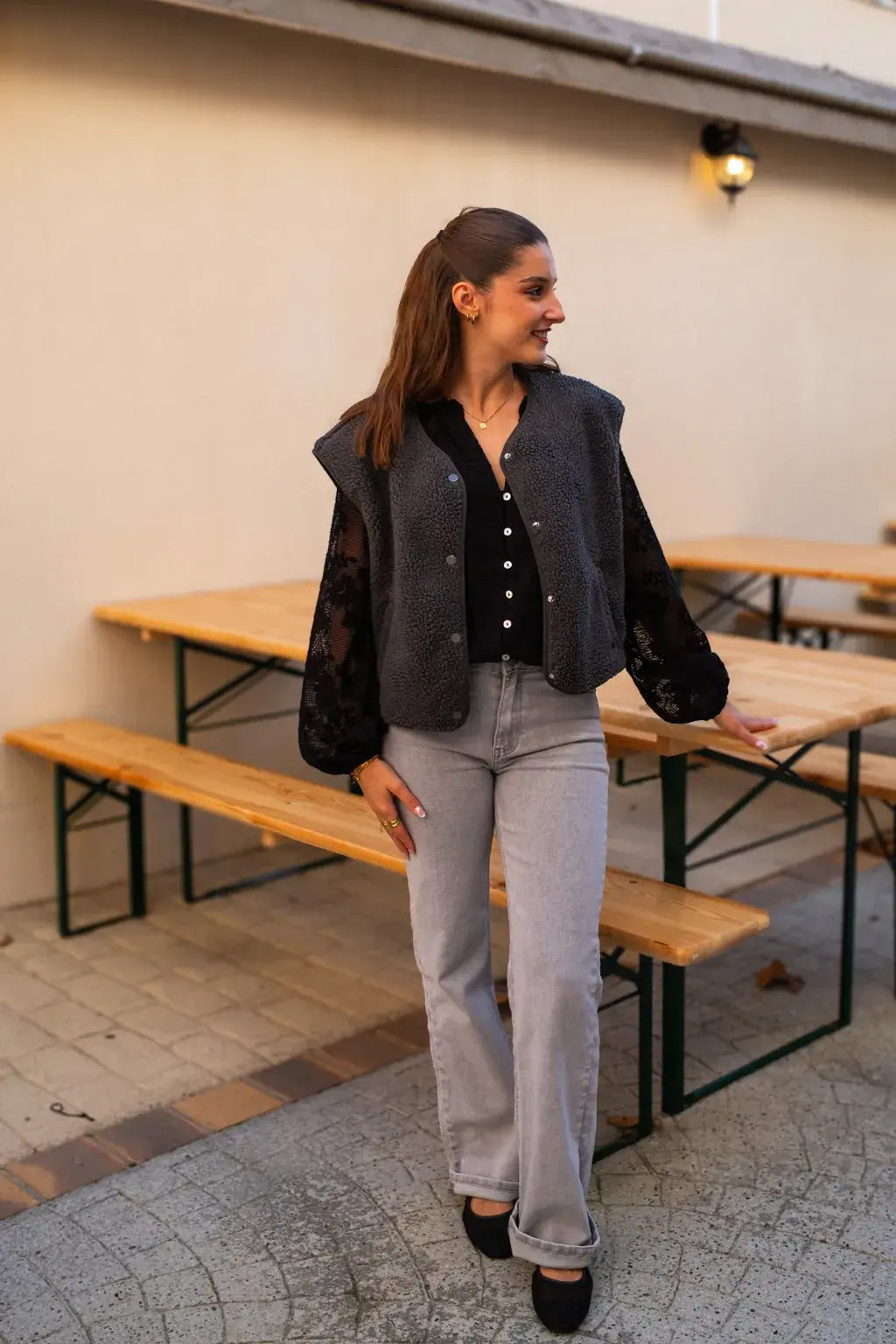 Gilet moumoute Elise gris