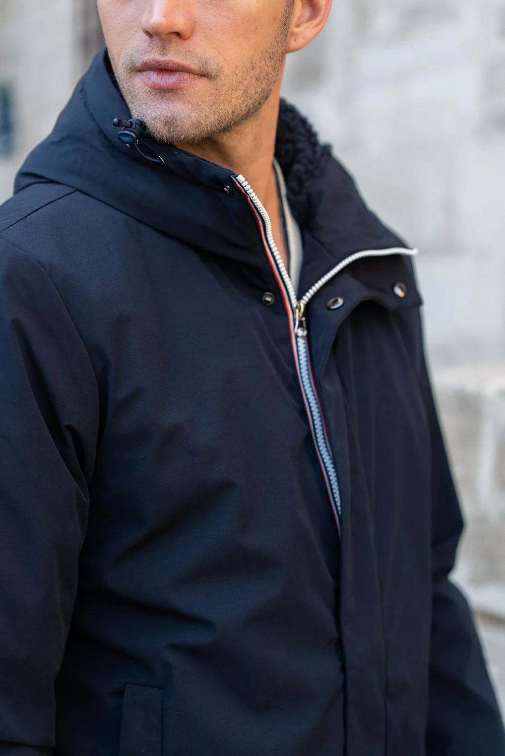 Parka longue fourrée mouton Laura Jo - Eric marine