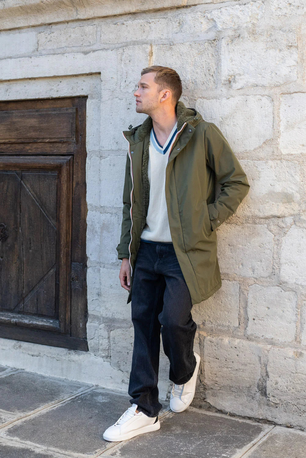 Parka longue fourrée mouton Laura Jo - Eric kaki