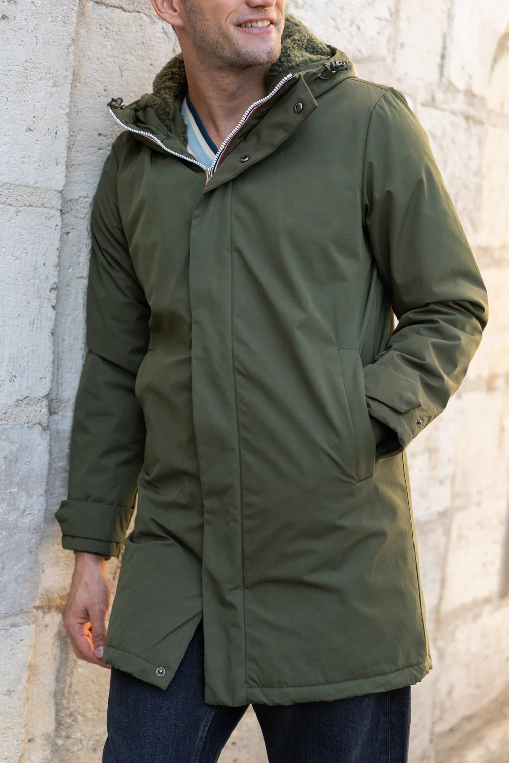 Parka longue fourrée mouton Laura Jo - Eric kaki