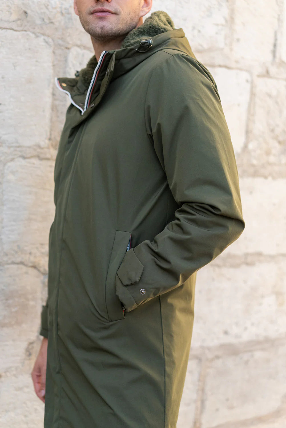 Parka longue fourrée mouton Laura Jo - Eric kaki