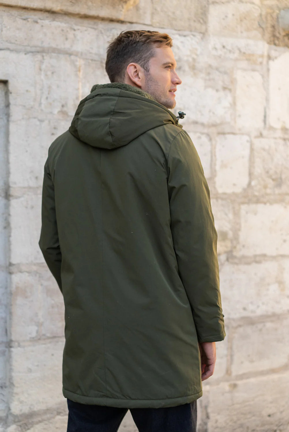 Parka longue fourrée mouton Laura Jo - Eric kaki