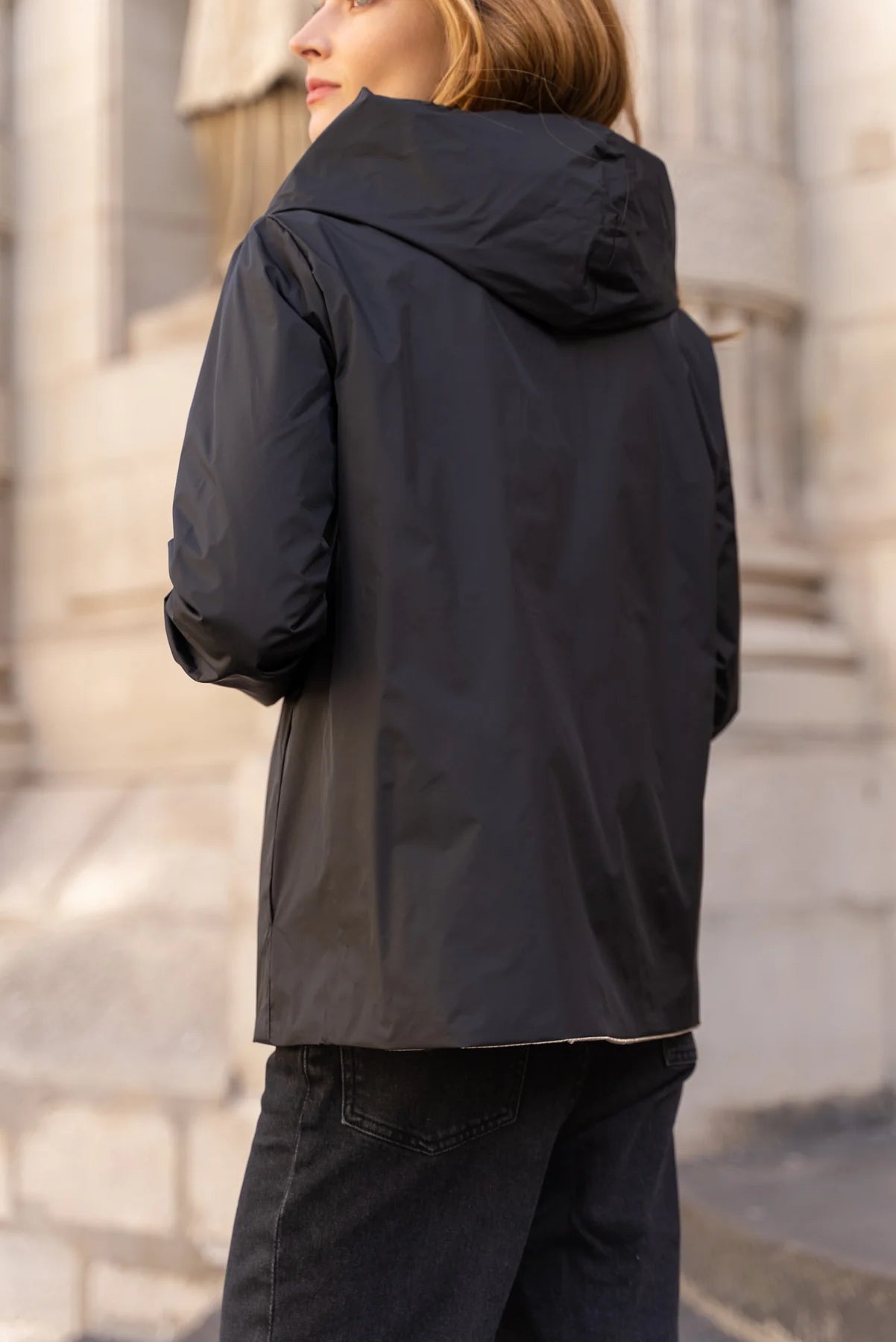 Imperméable réversible Laura Jo noire/dorée - Elena courte