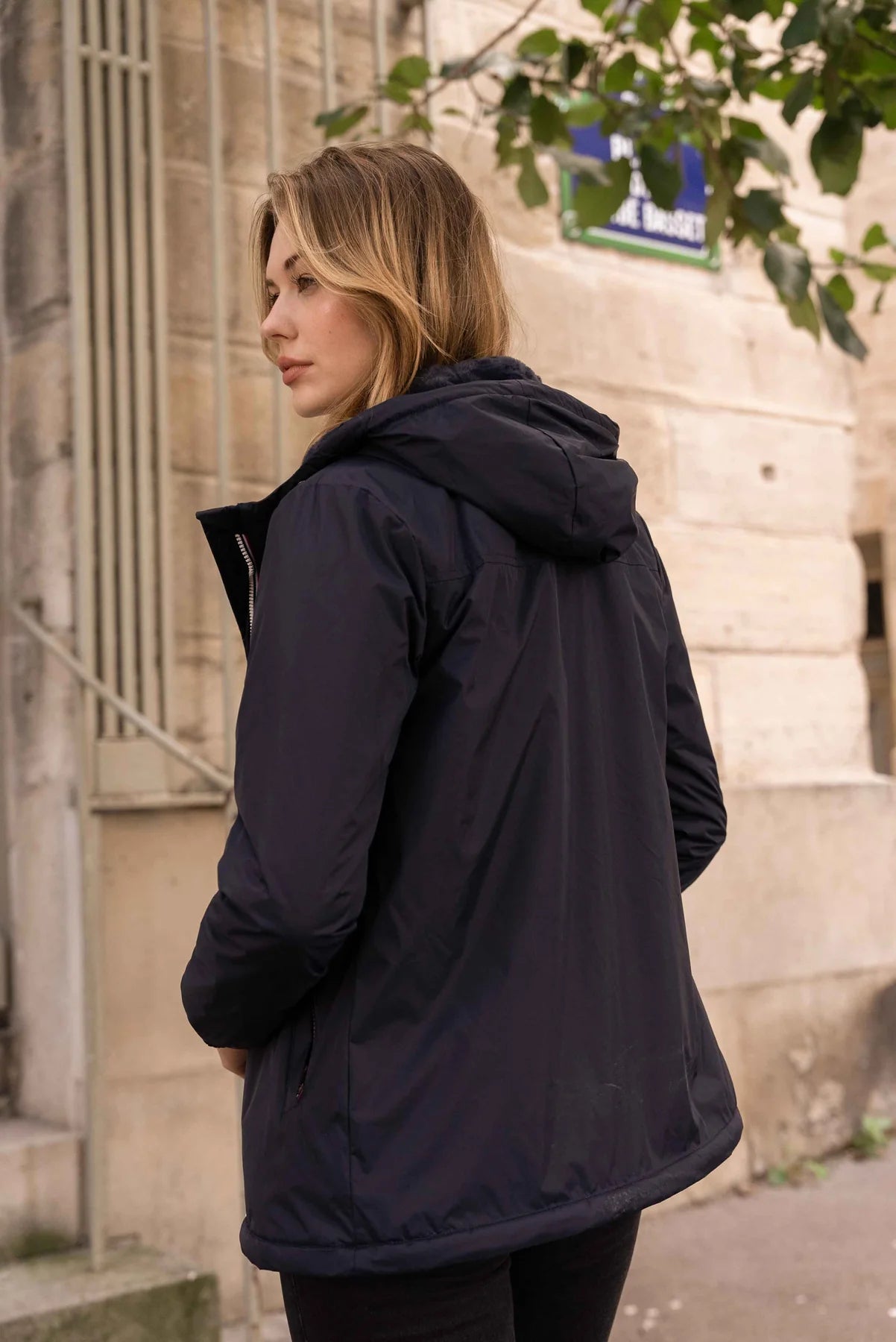 Parka fourrée imperméable Laura Jo - Harper marine mi-longue