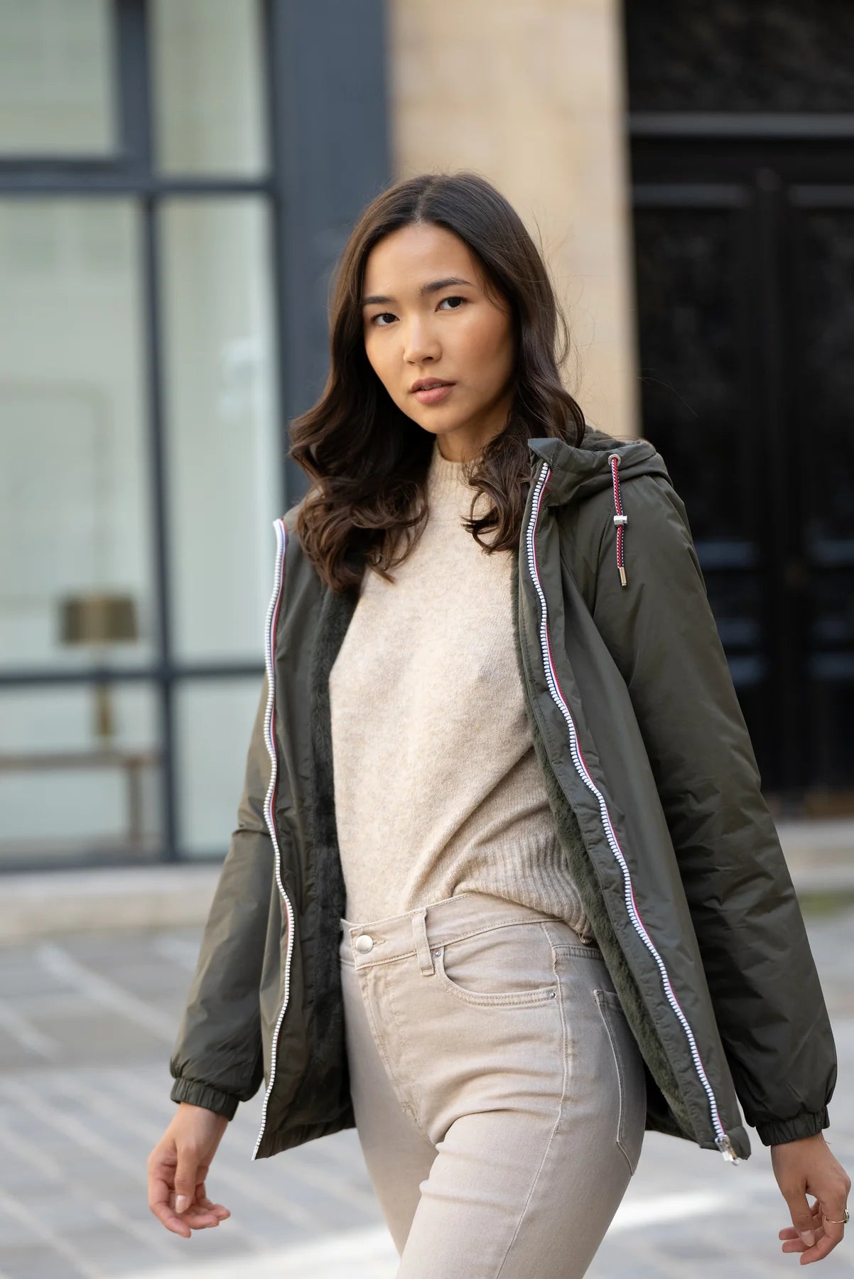 Parka fourrée imperméable Laura Jo - Harper kaki mi-longue