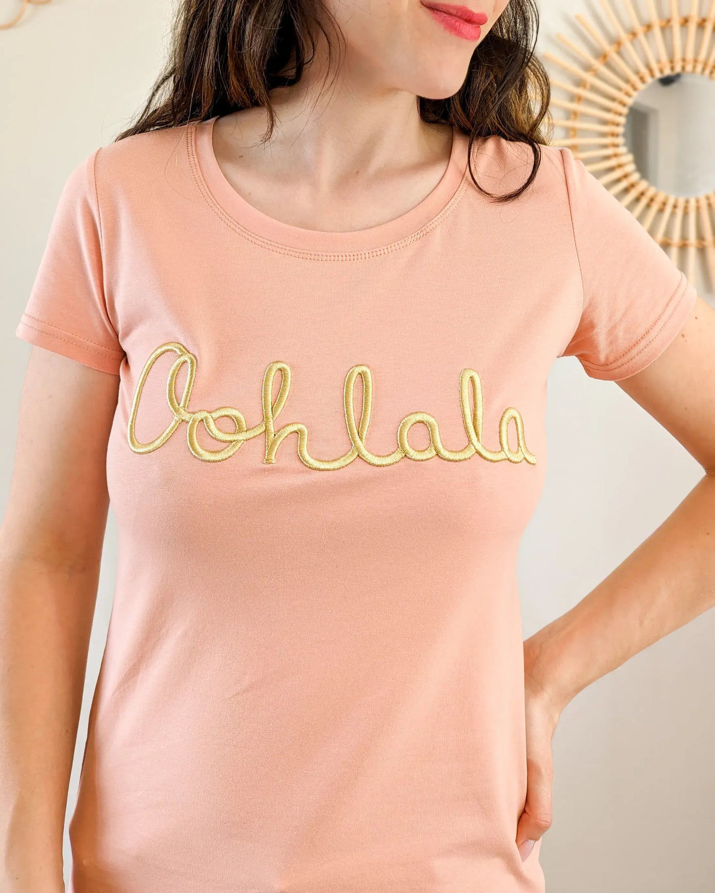 T-shirt saumon/doré - Oohlala