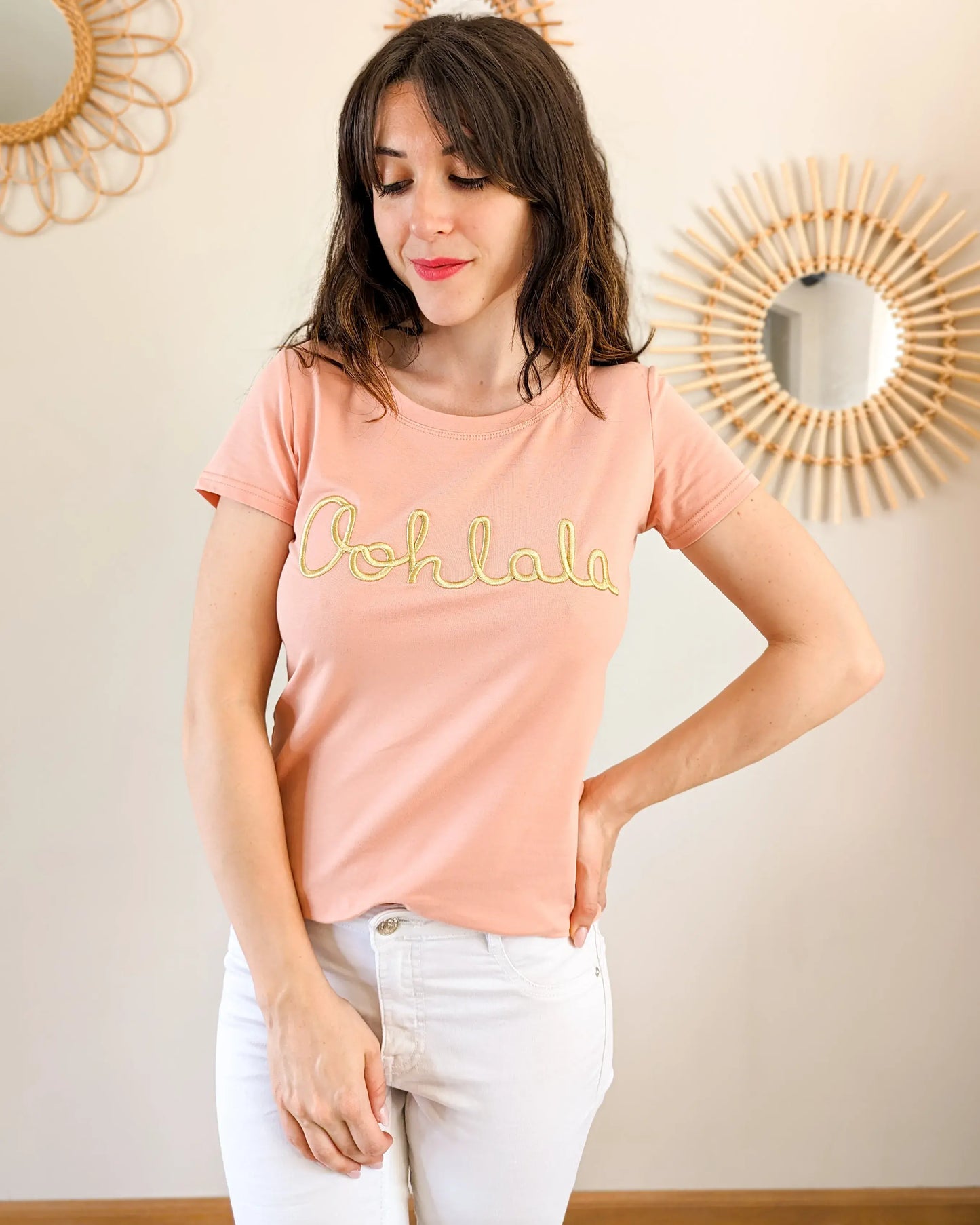 T-shirt saumon/doré - Oohlala