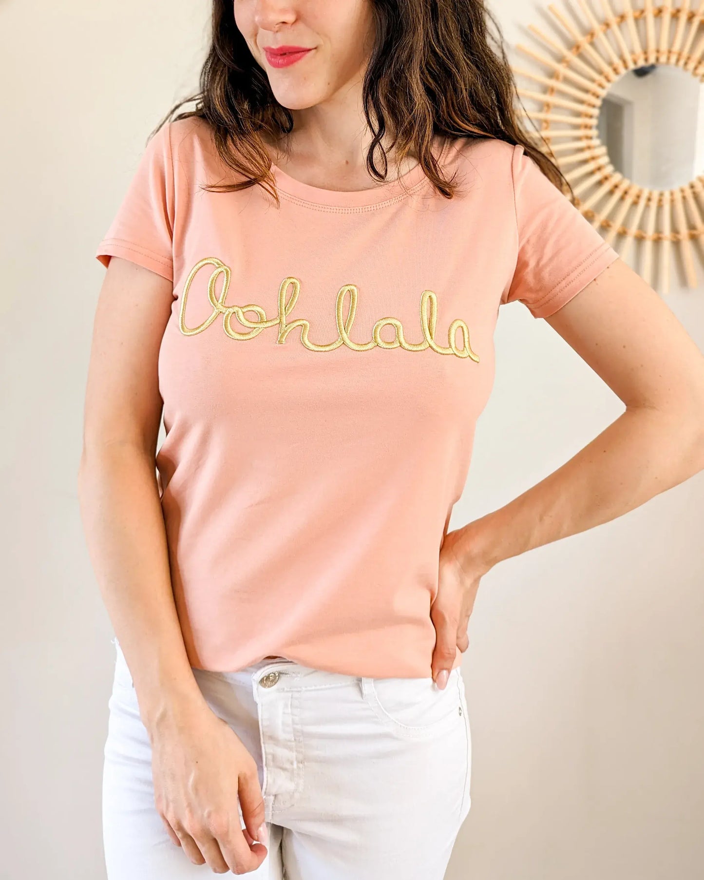 T-shirt saumon/doré - Oohlala