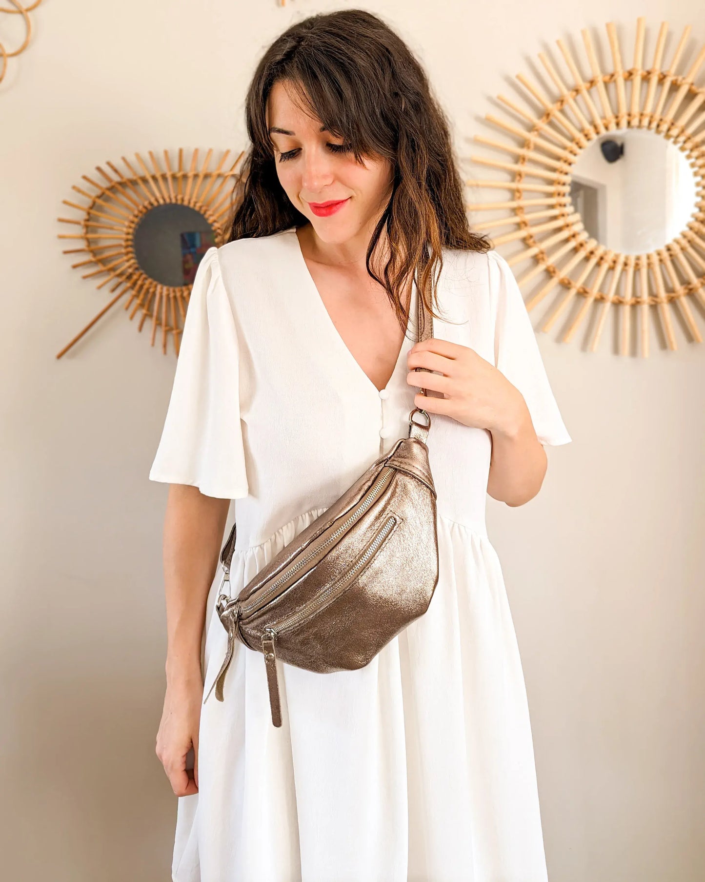Sac banane en cuir - Chuck bronze