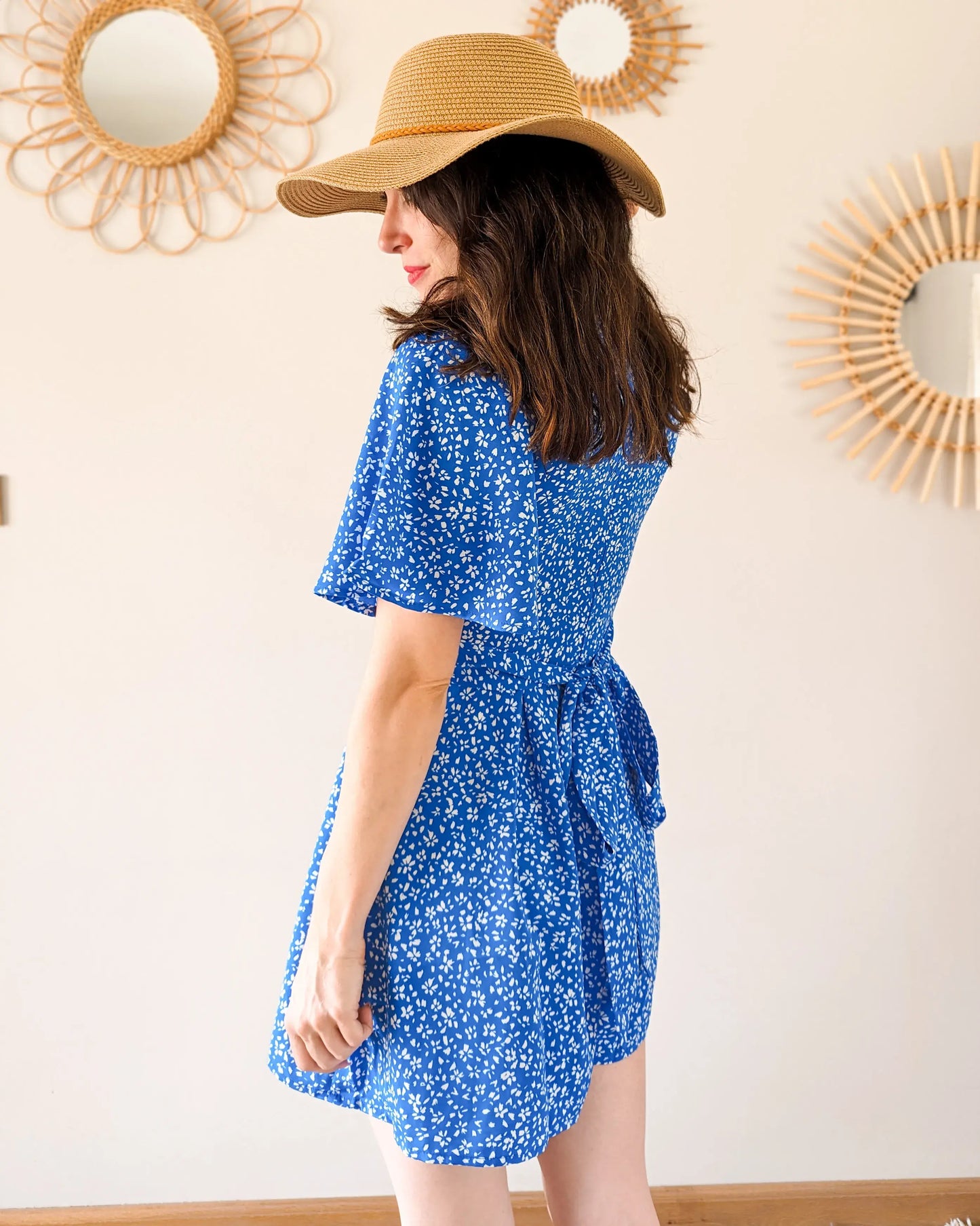 Combi-short bleu fleurie - Sardaigne