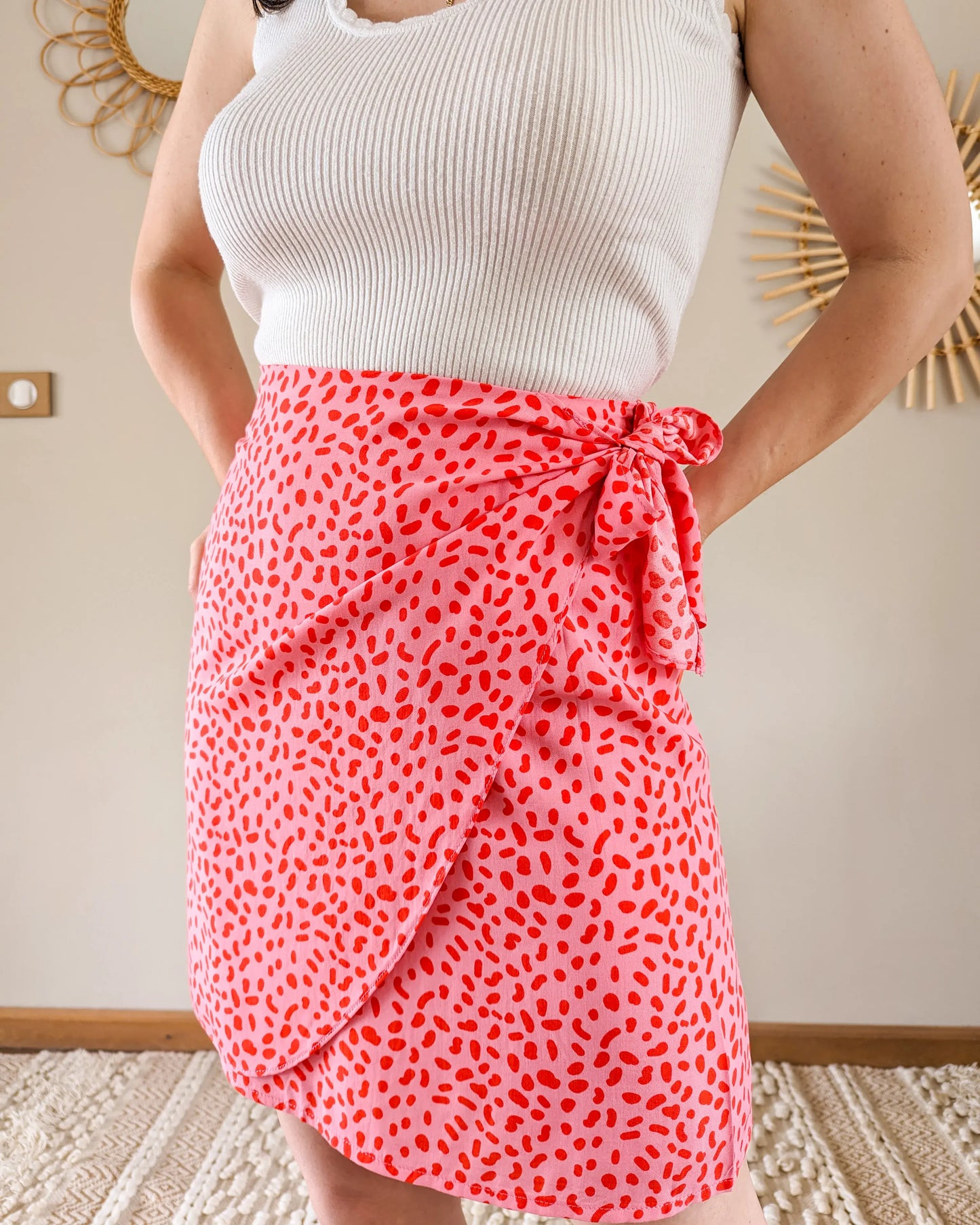 Jupe rose à motifs - Lisette