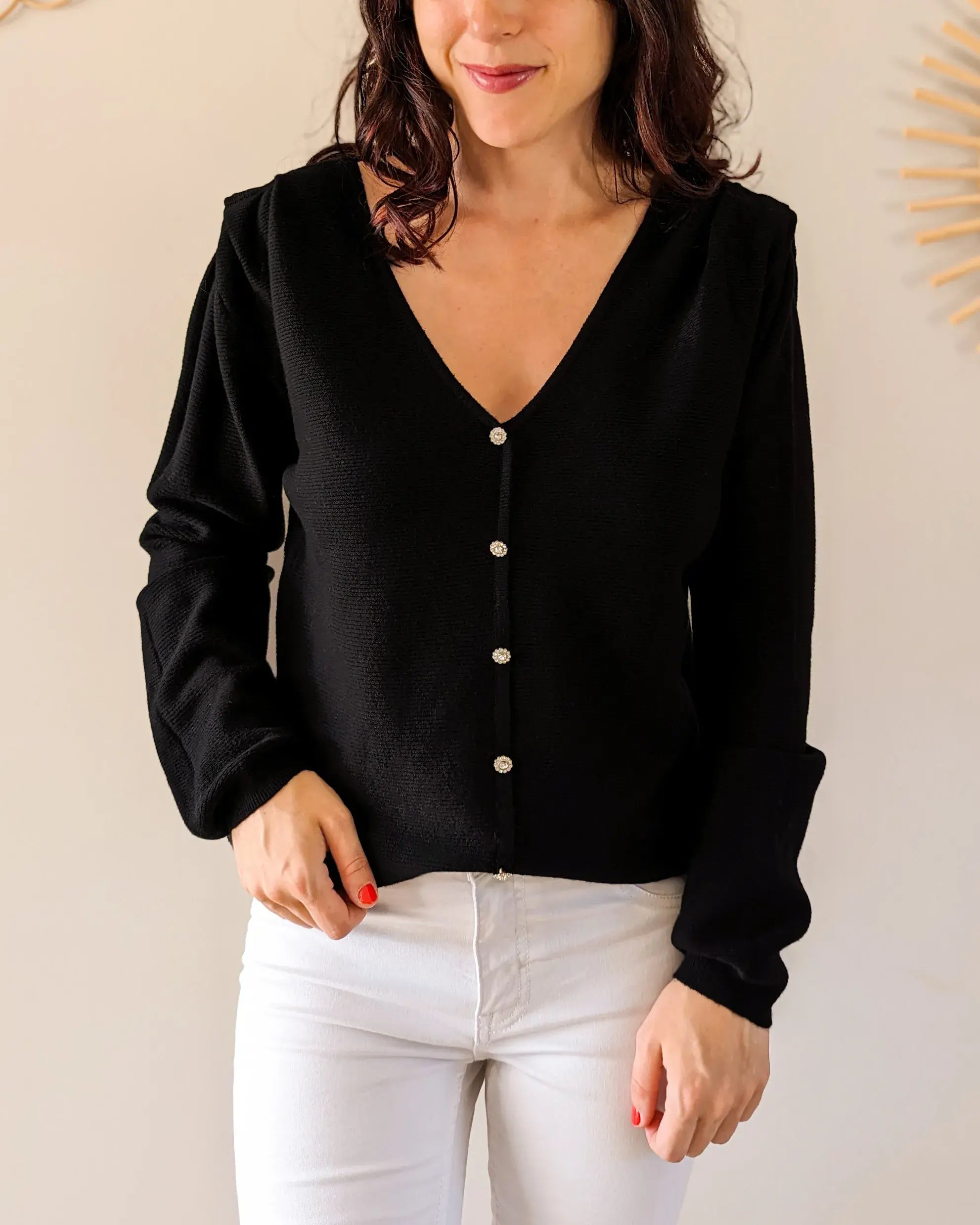 Gilet discount bouton bijoux