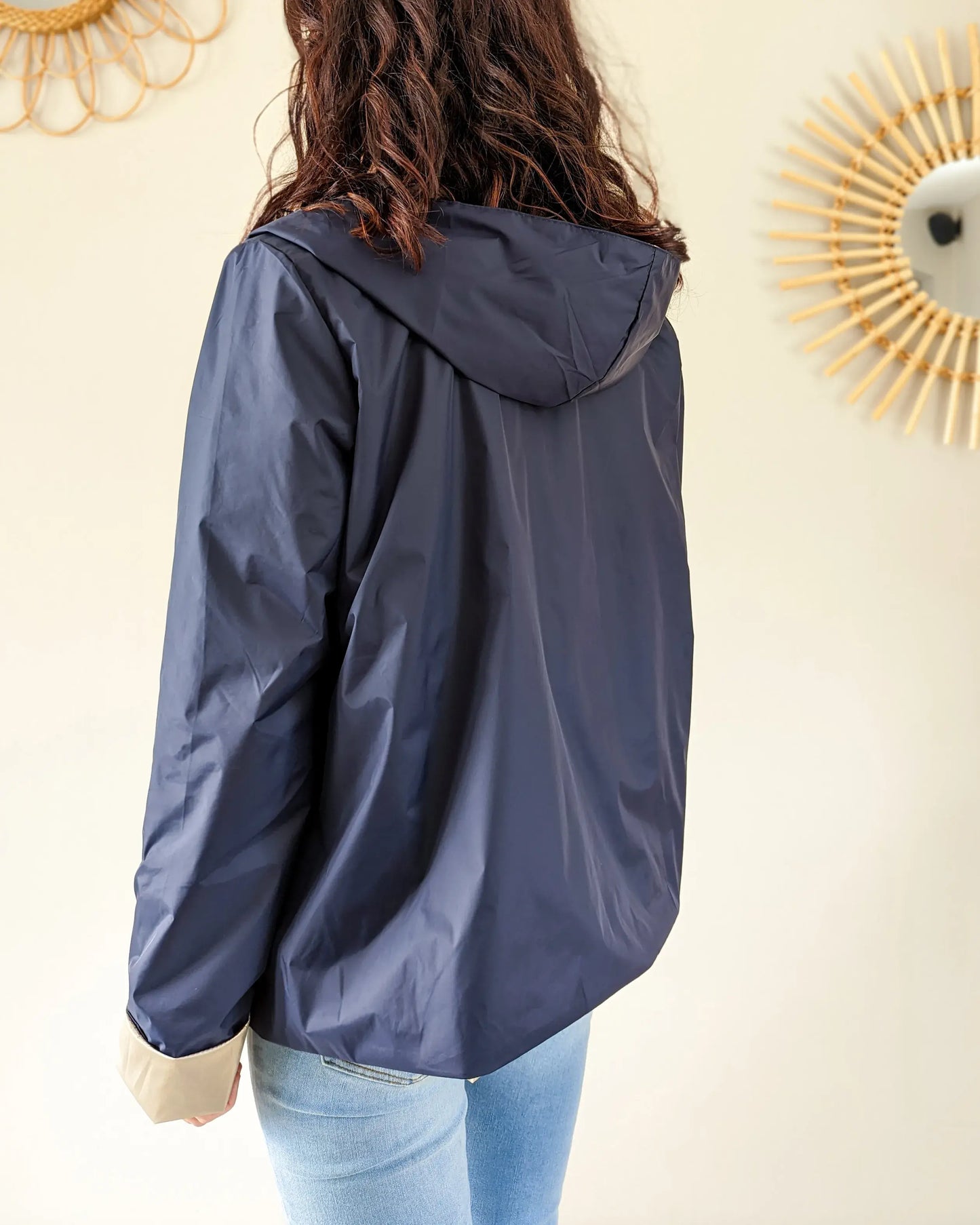 Imperméable réversible Laura Jo marine/dorée - Elena courte - DÉSTOCKAGE taille XL