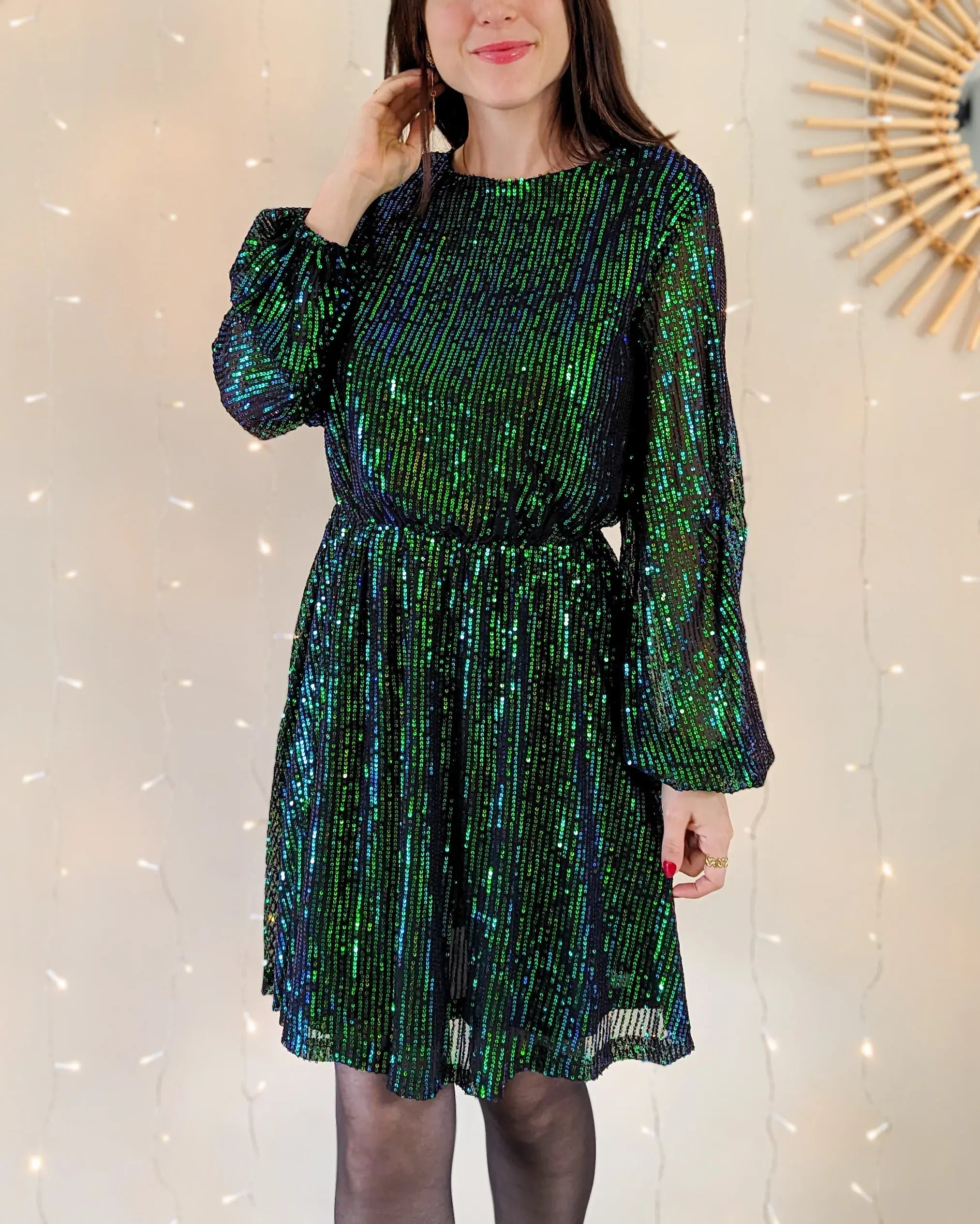 Robe a sequins Vicky verte