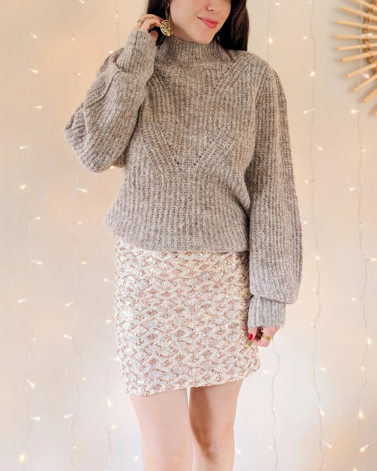Jupe à sequins - Calia beige