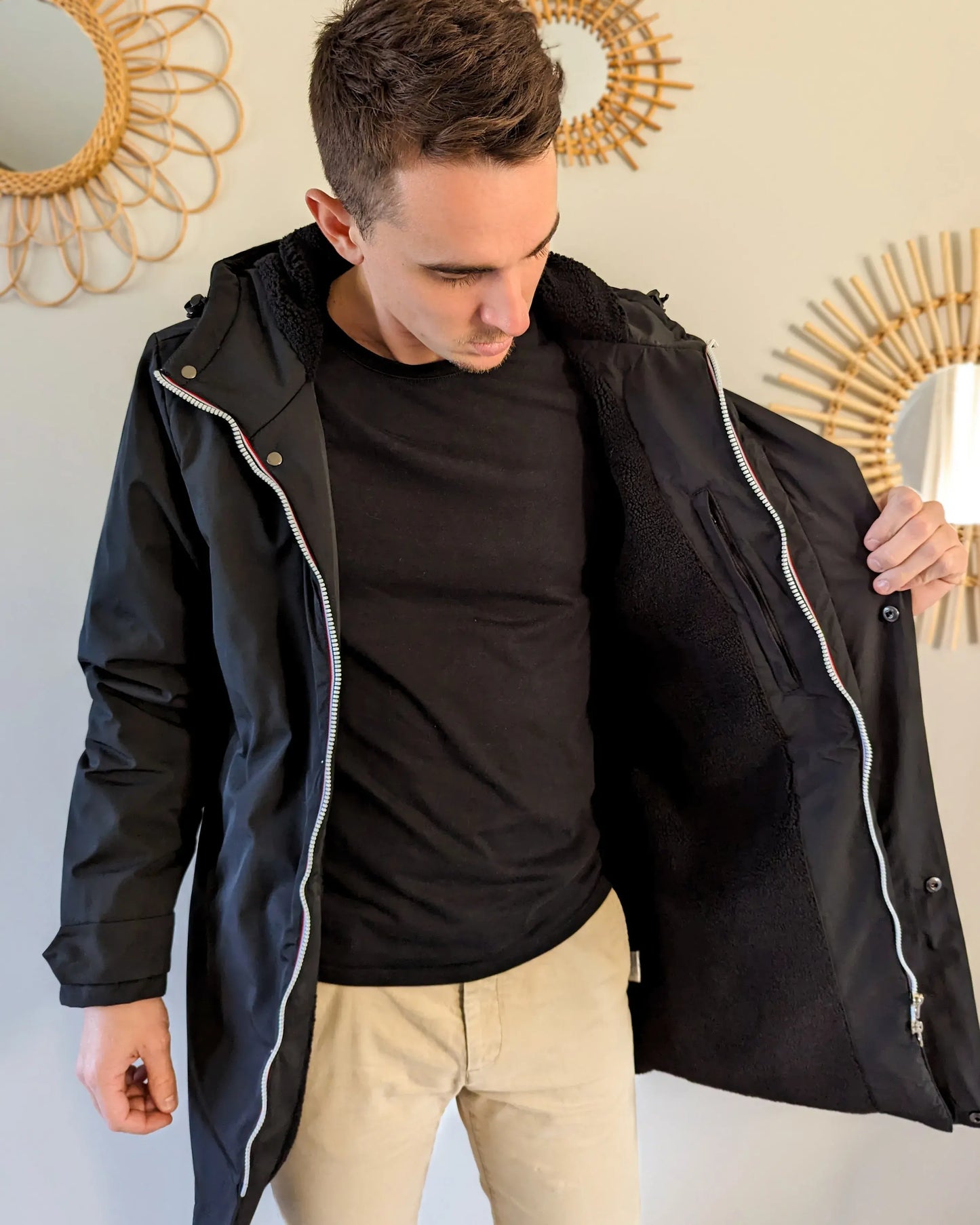 Parka longue fourrée mouton Laura Jo - Eric noire