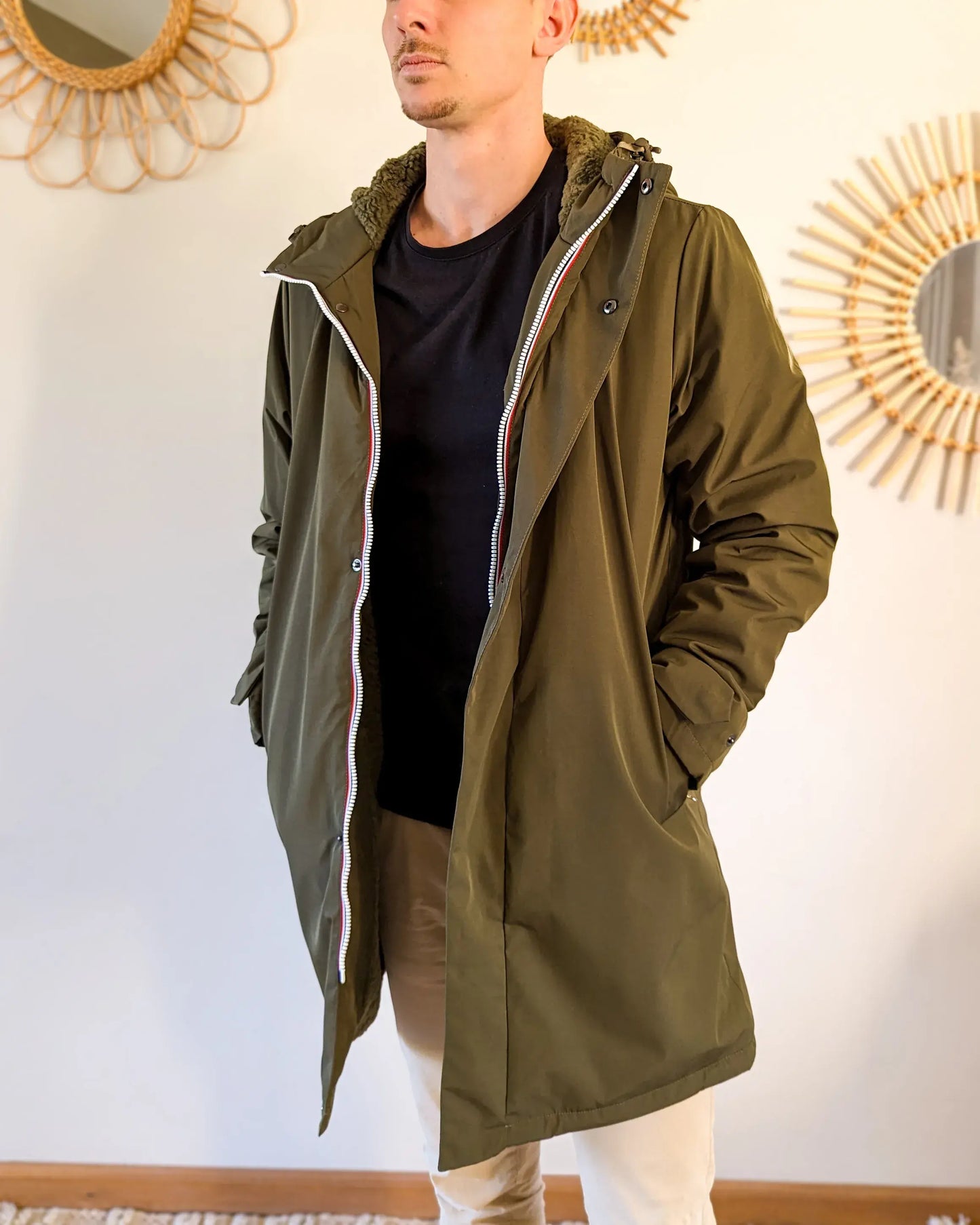 Parka longue fourrée mouton Laura Jo - Eric kaki