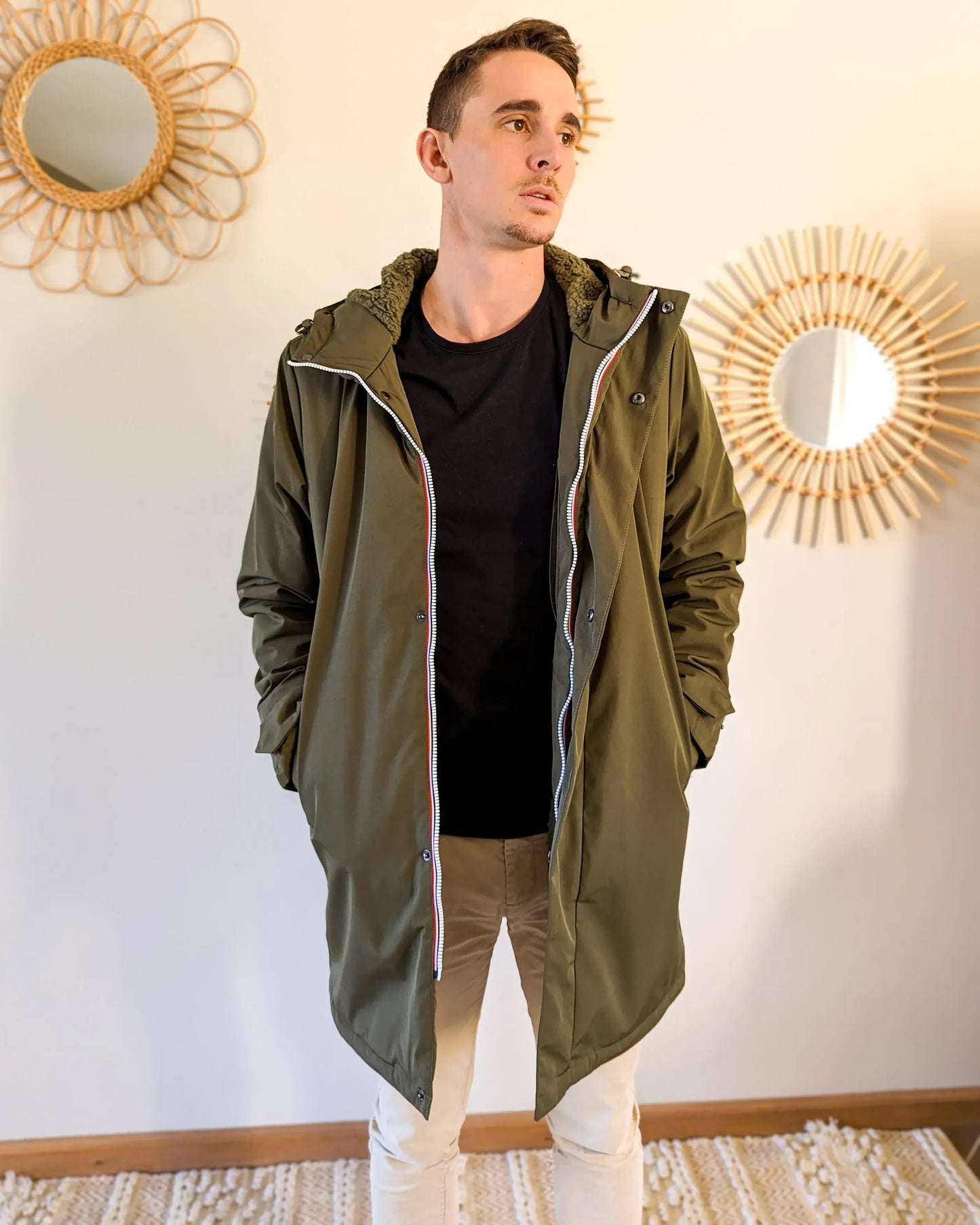 Parka longue fourrée mouton Laura Jo - Eric kaki
