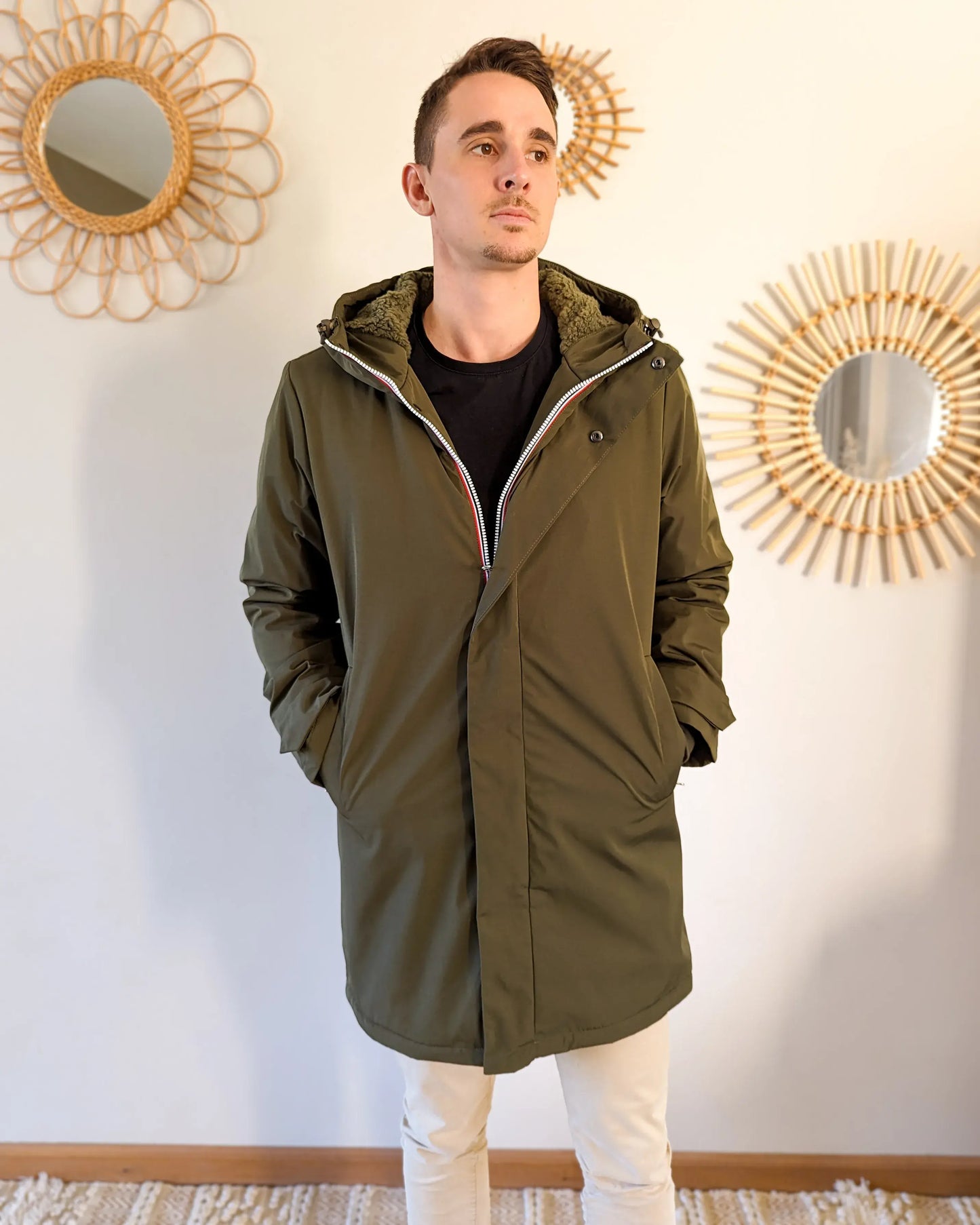 Parka longue fourrée mouton Laura Jo - Eric kaki