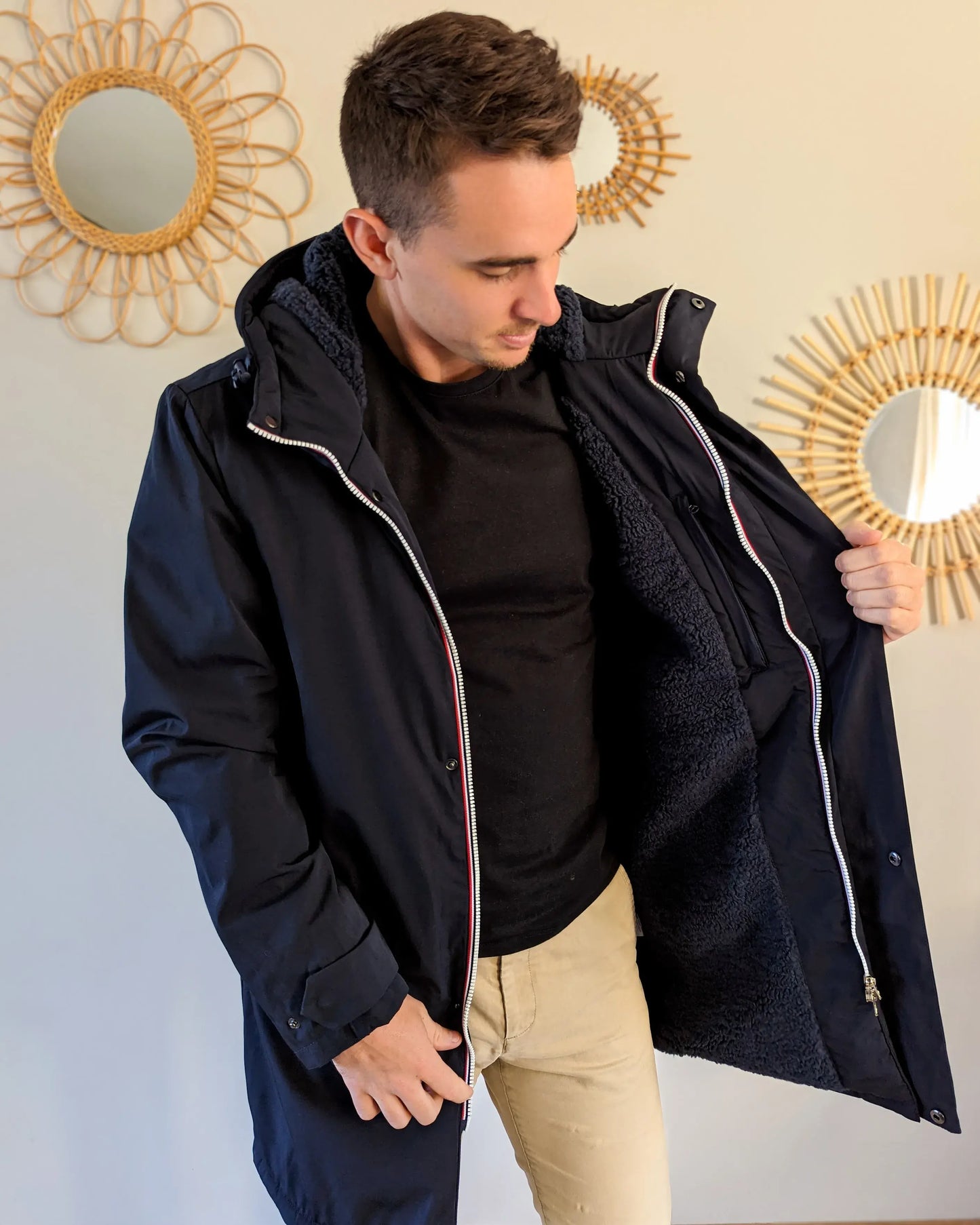Parka longue fourrée mouton Laura Jo - Eric marine