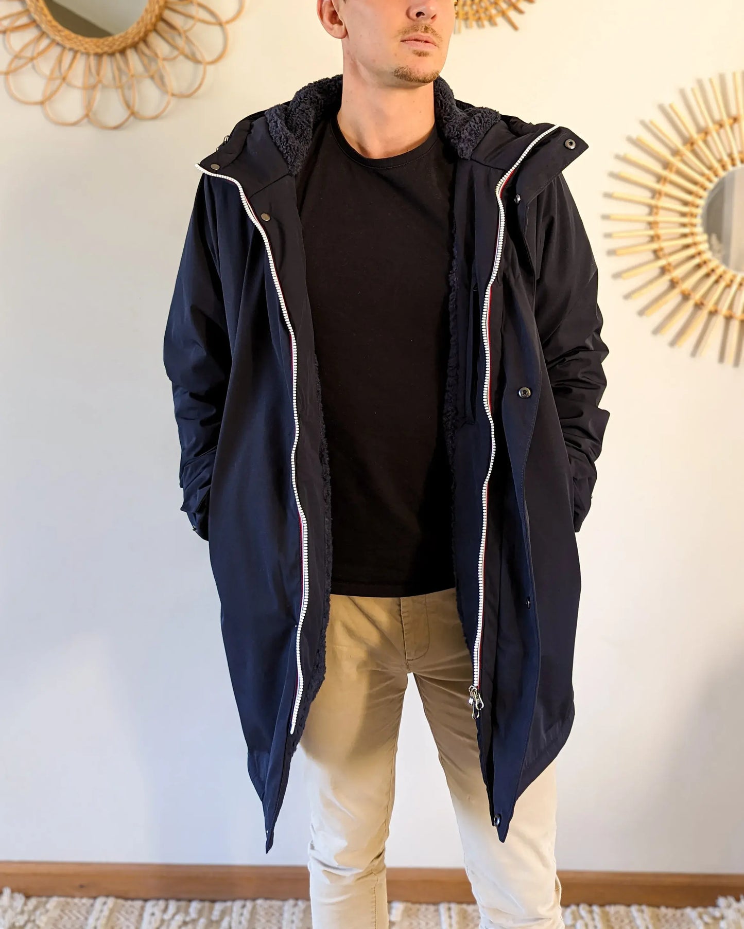 Parka longue fourrée mouton Laura Jo - Eric marine