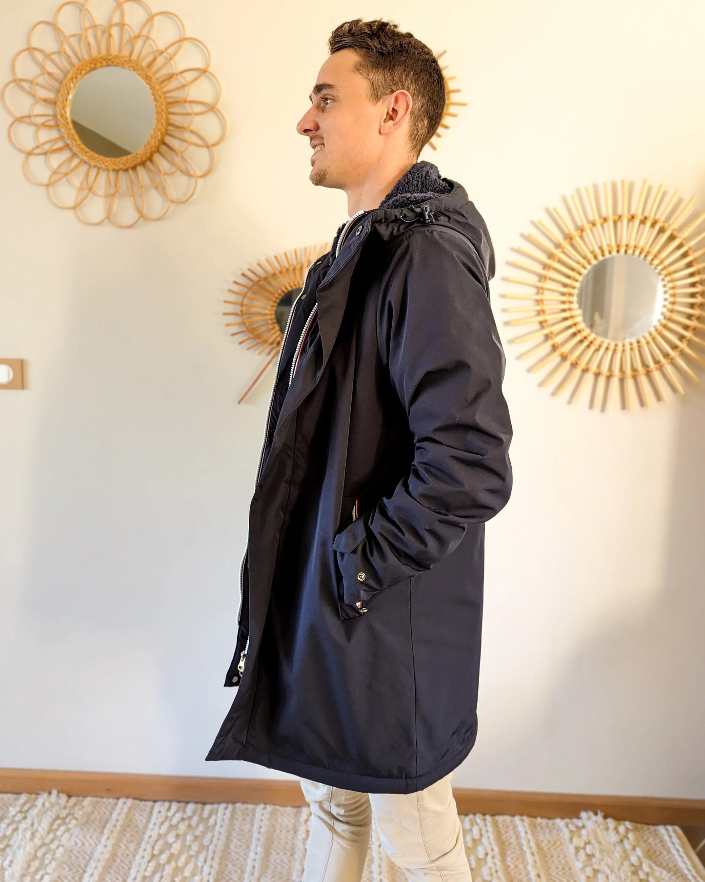 Parka longue fourrée mouton Laura Jo - Eric marine