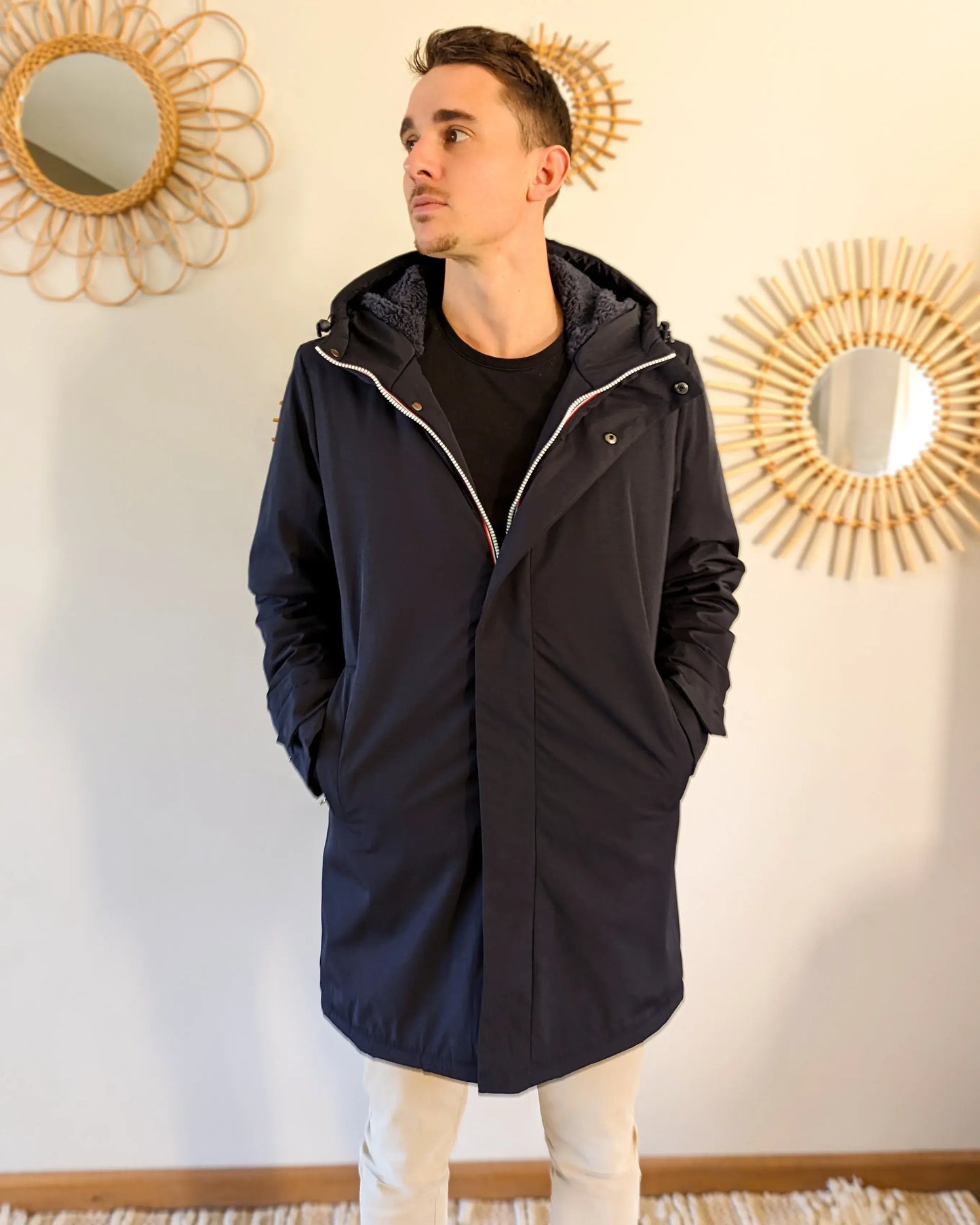 Parka longue fourrée mouton Laura Jo - Eric marine