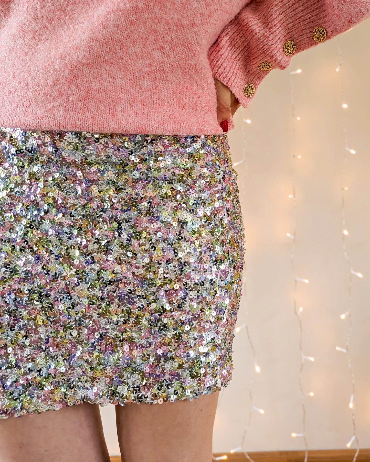 Jupe à sequins - Sage champagne