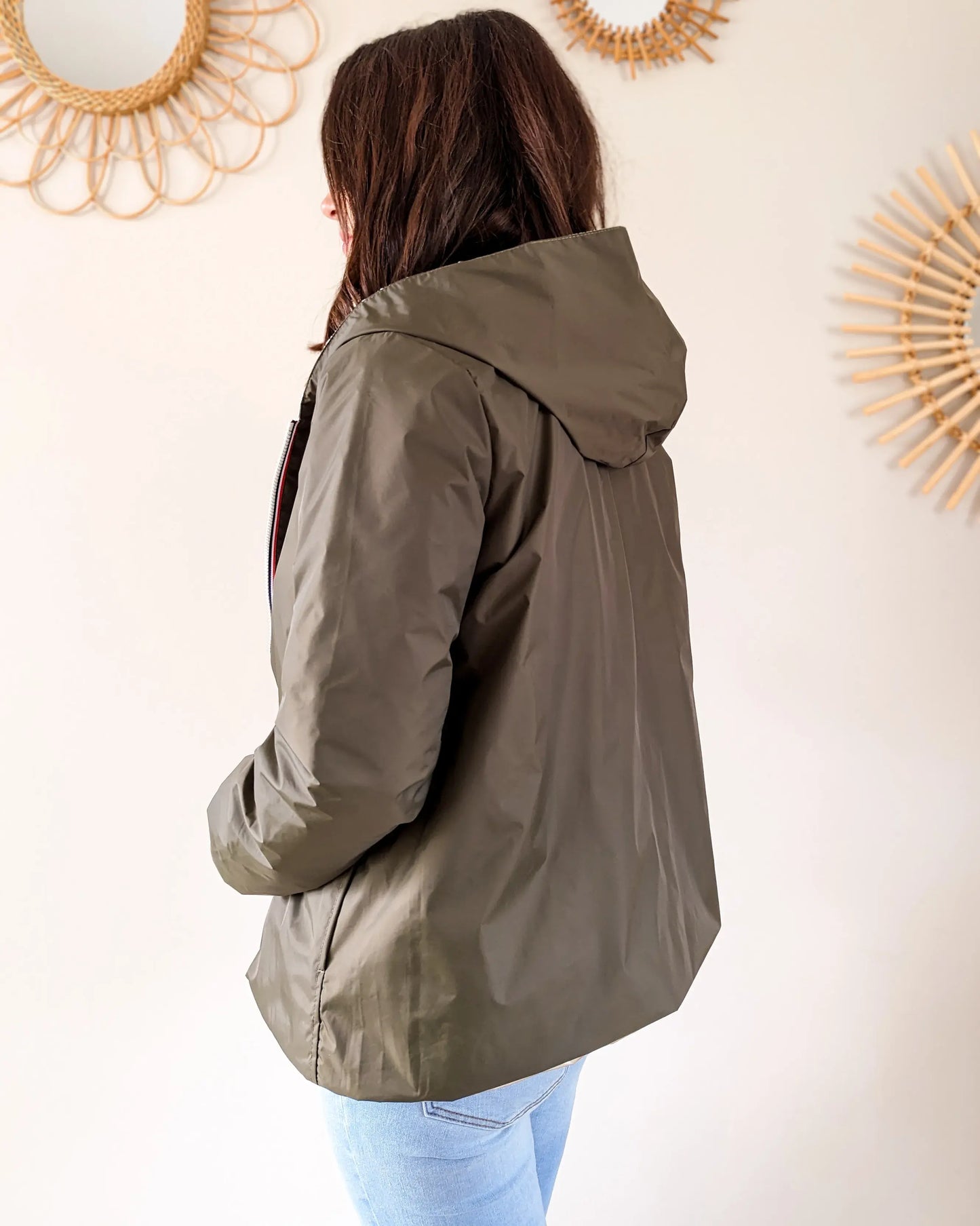 Imperméable rembourré mi-saison Laura Jo - Mandy court kaki/doré