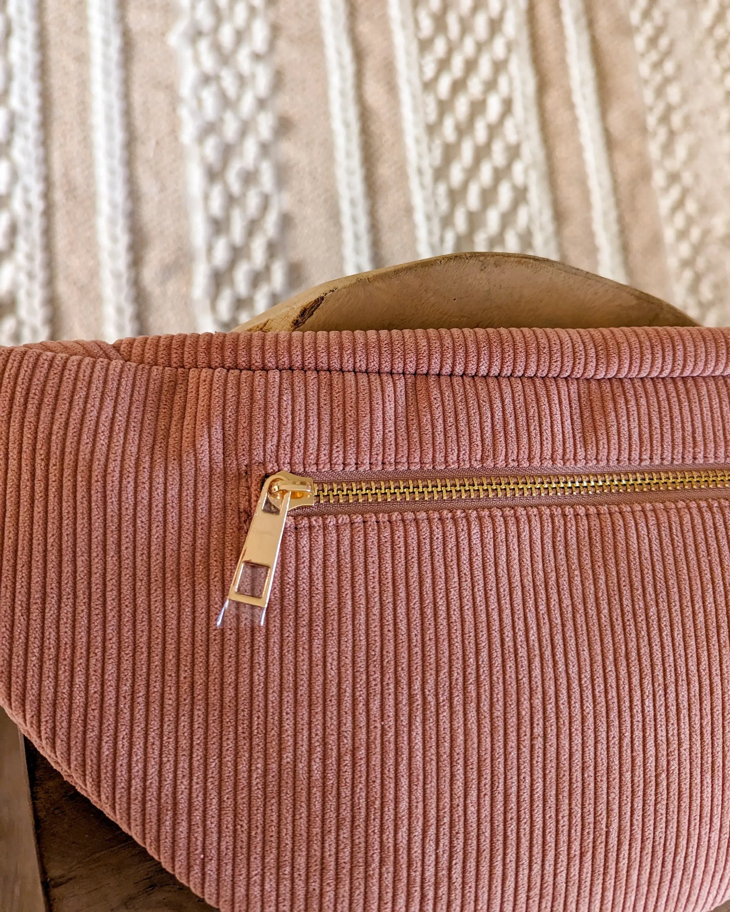Sac banane en velours côtelé Ciao Boum - Masha rose