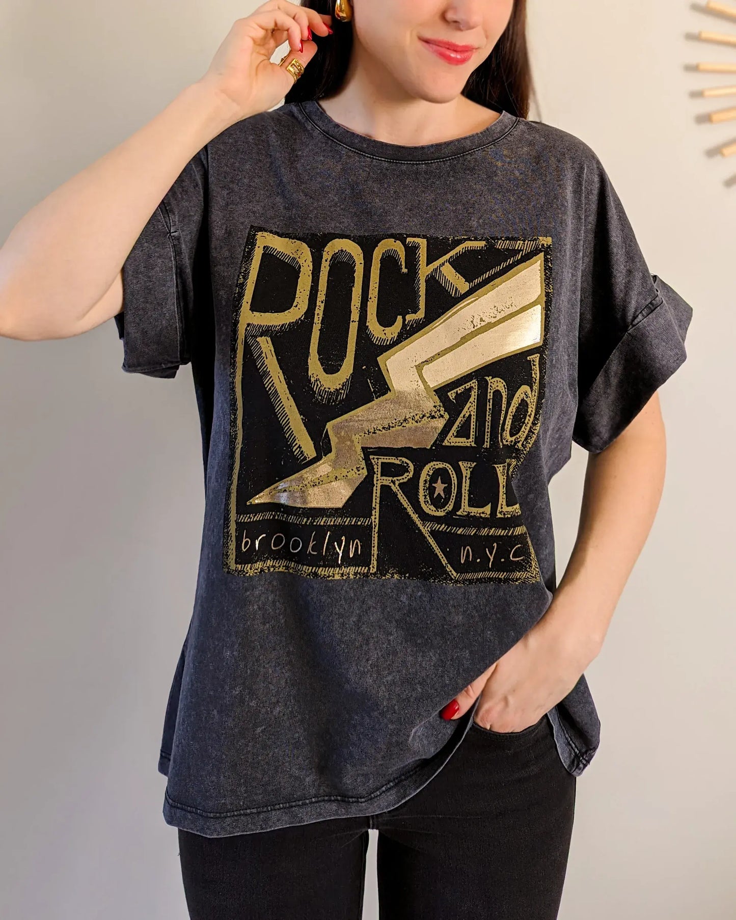T-shirt gris - Rock and Roll