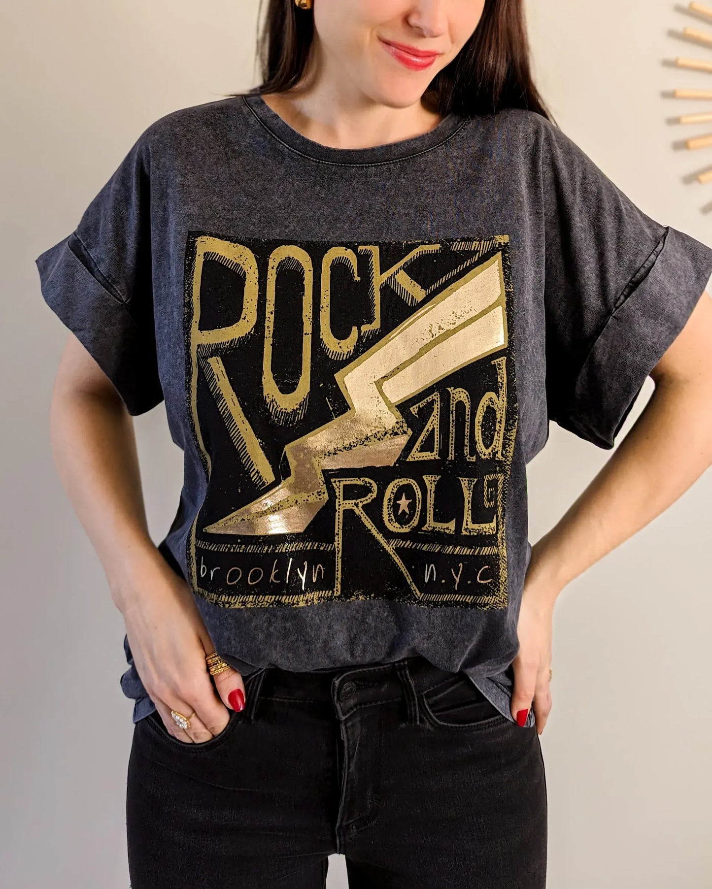 T-shirt gris - Rock and Roll